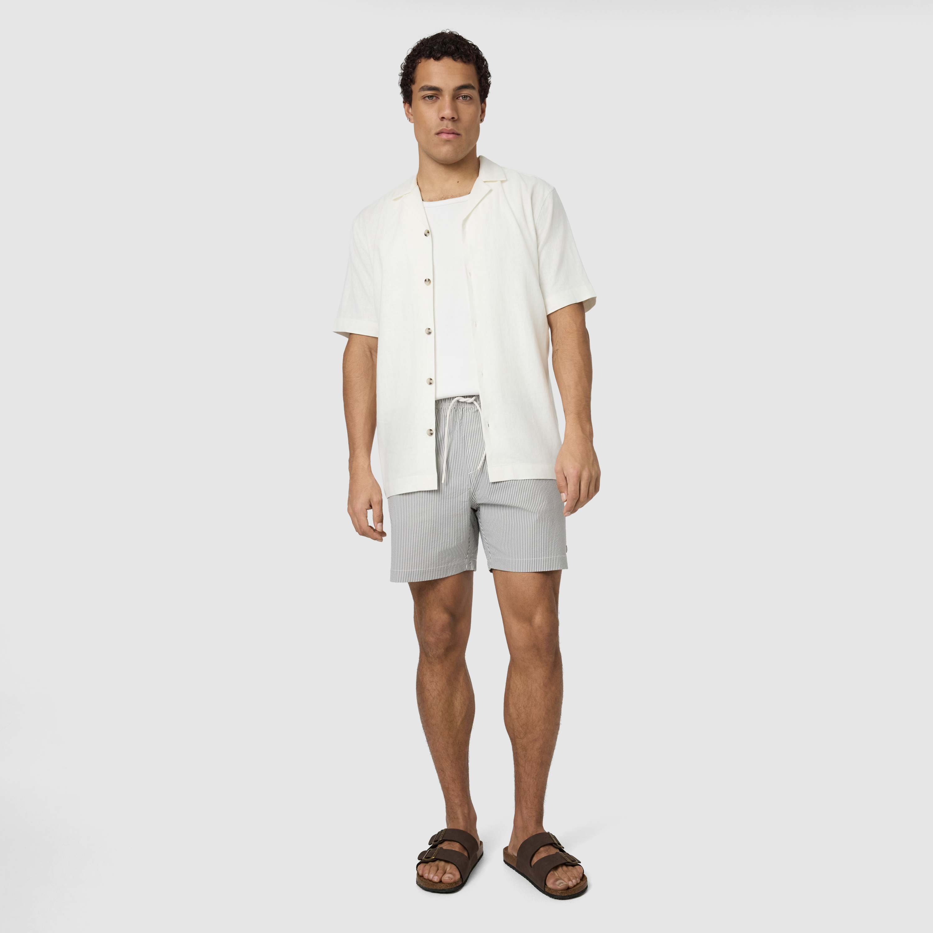 White Harbour Linen Blend Short Sleeve Shirt