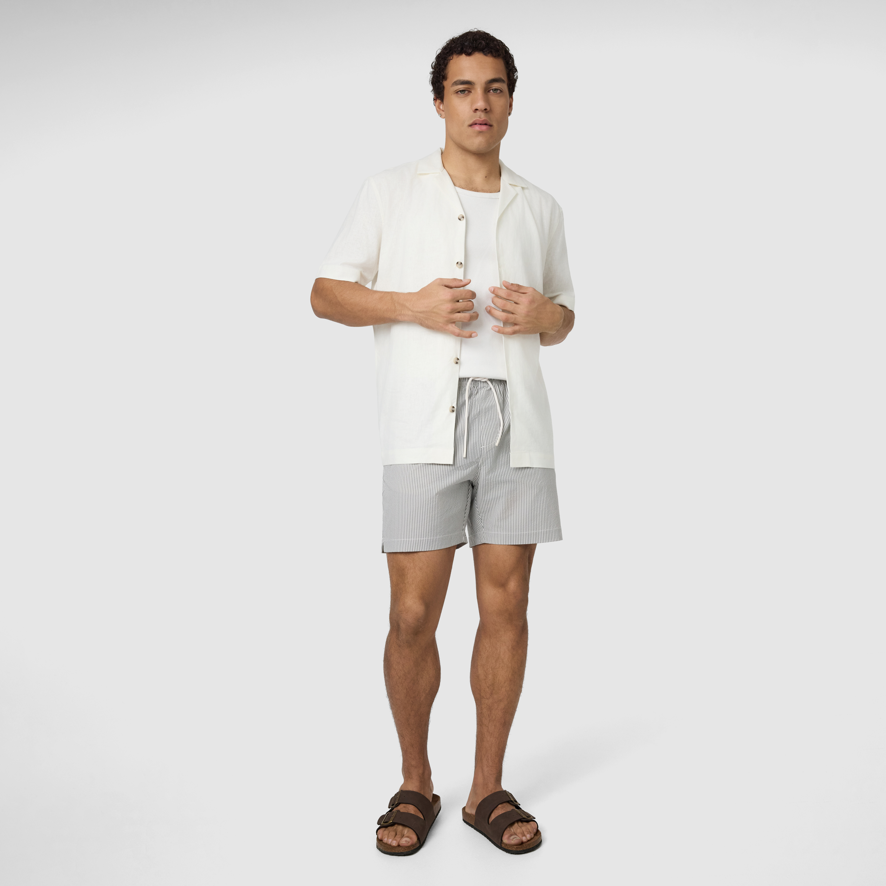 White Harbour Linen Blend Short Sleeve Shirt