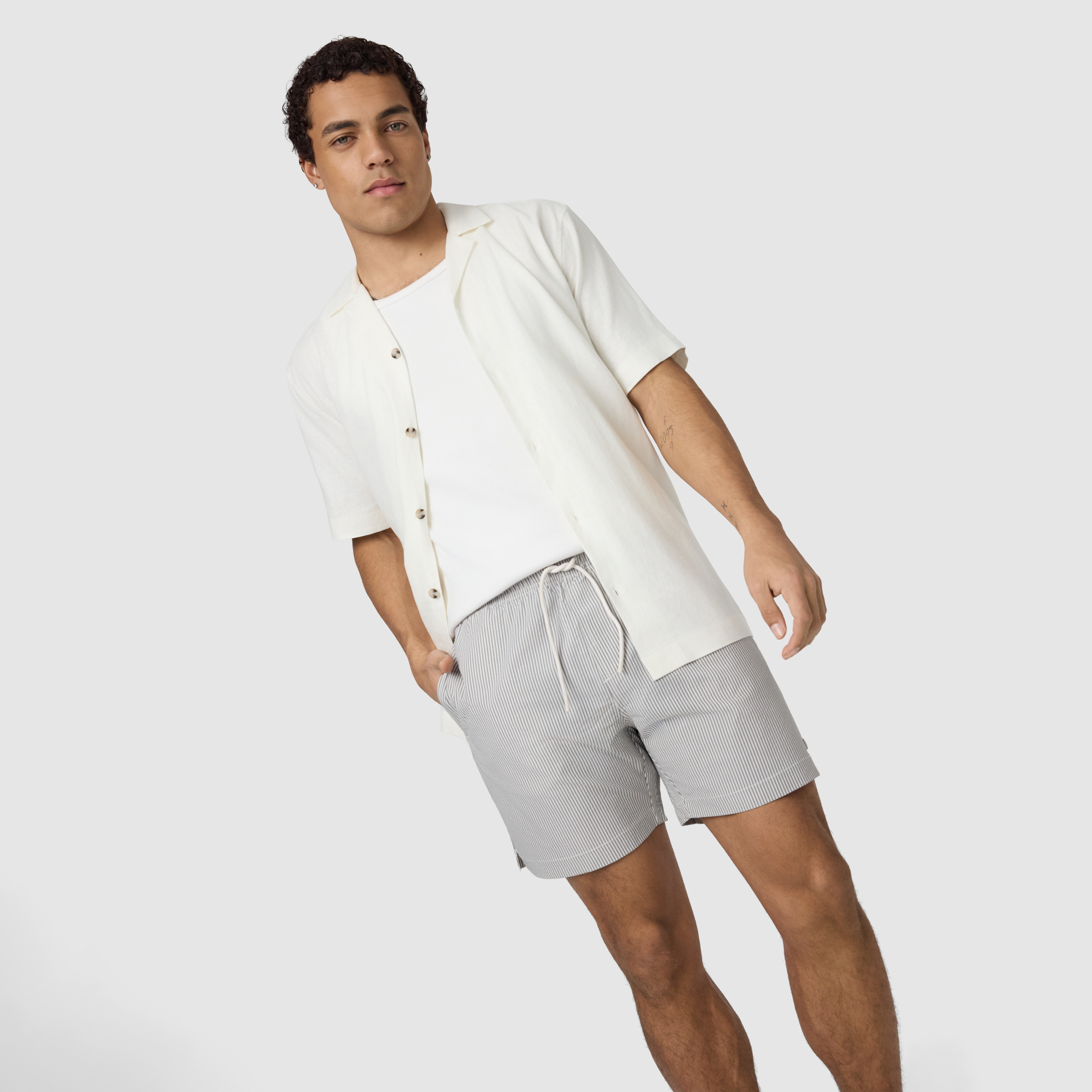 White Harbour Linen Blend Short Sleeve Shirt