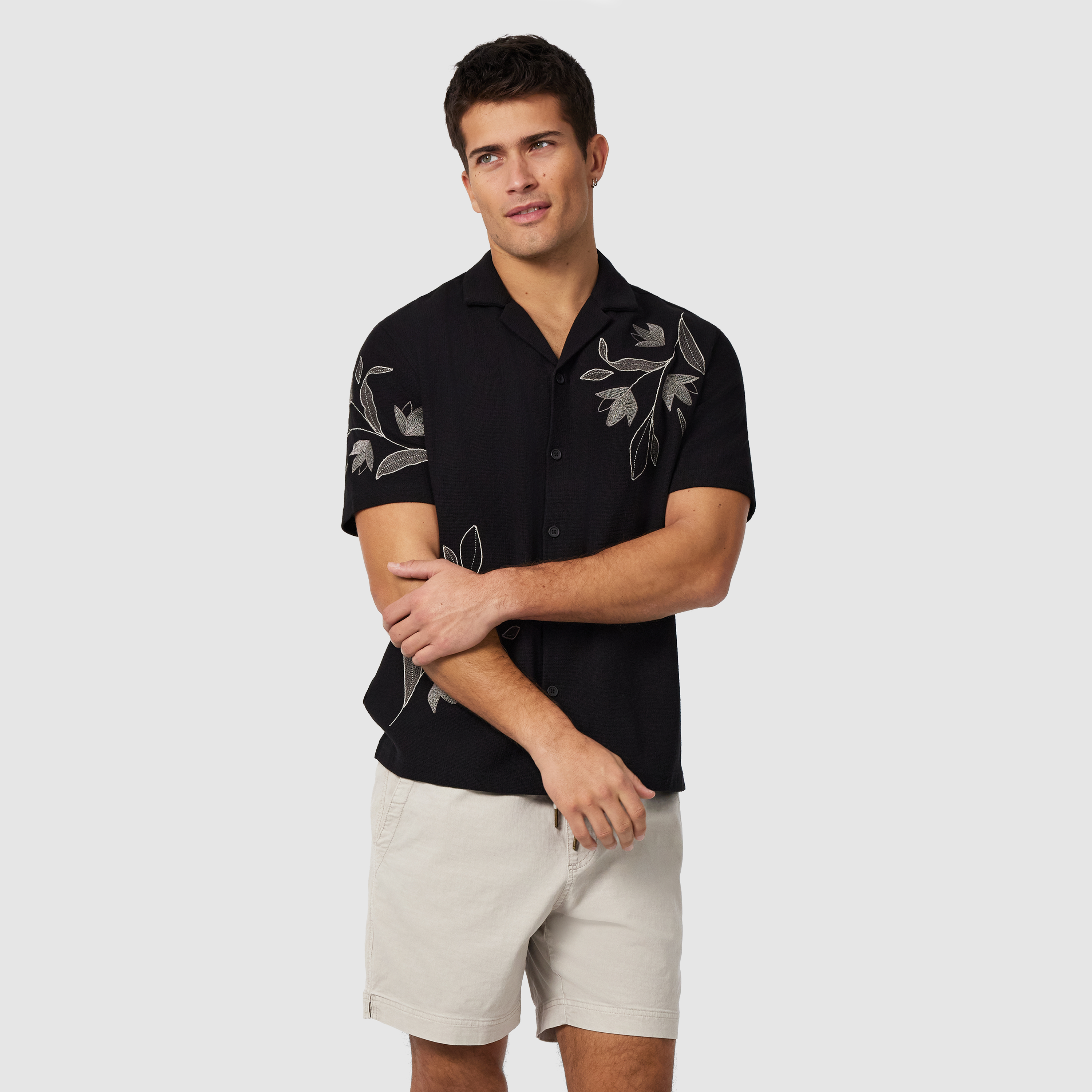 Driftwood Embroidered Short Sleeve Shirt