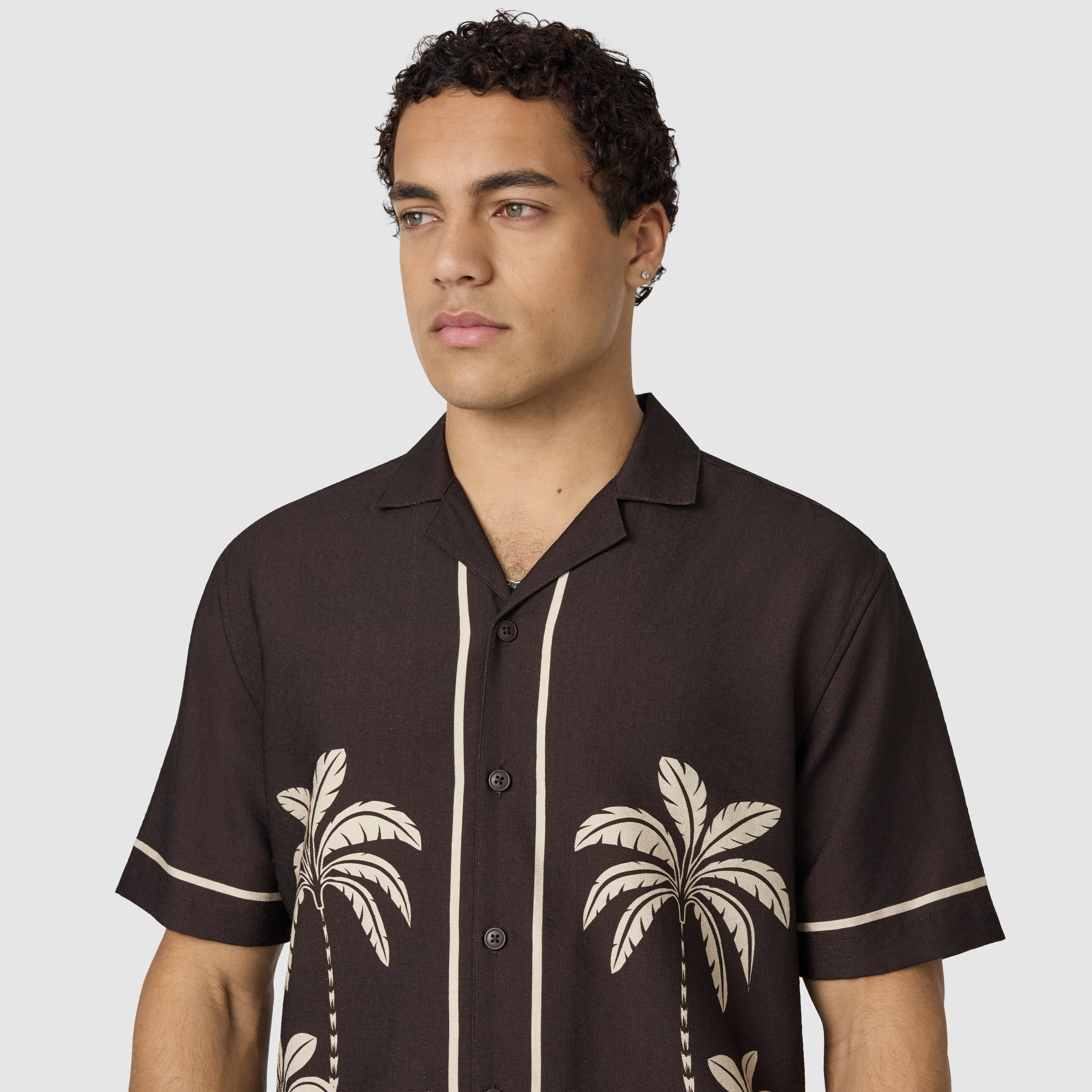 Chocolate Palmway Printed Short Sleeve Shirt