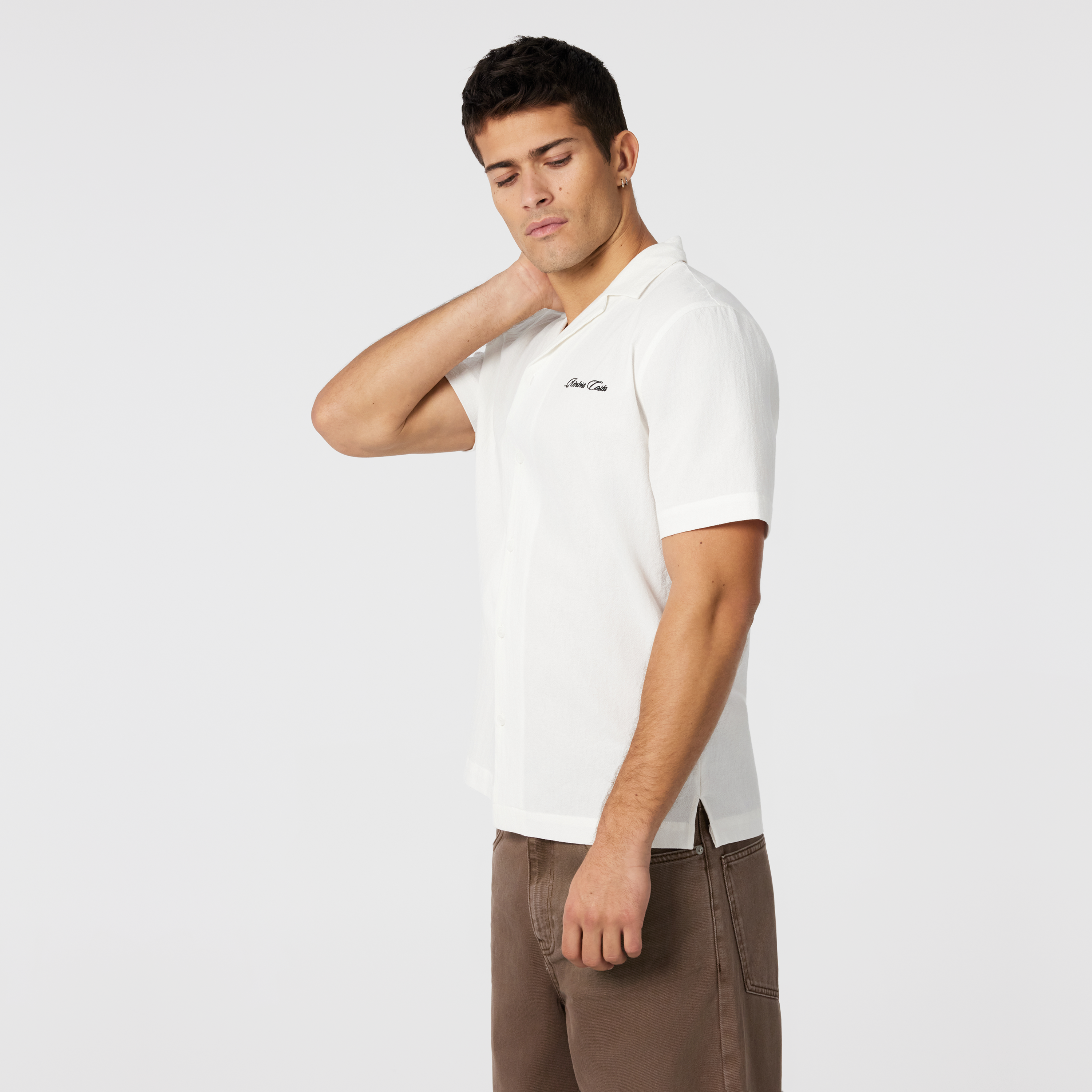 White Riviera Printed Short Sleeve Shirt