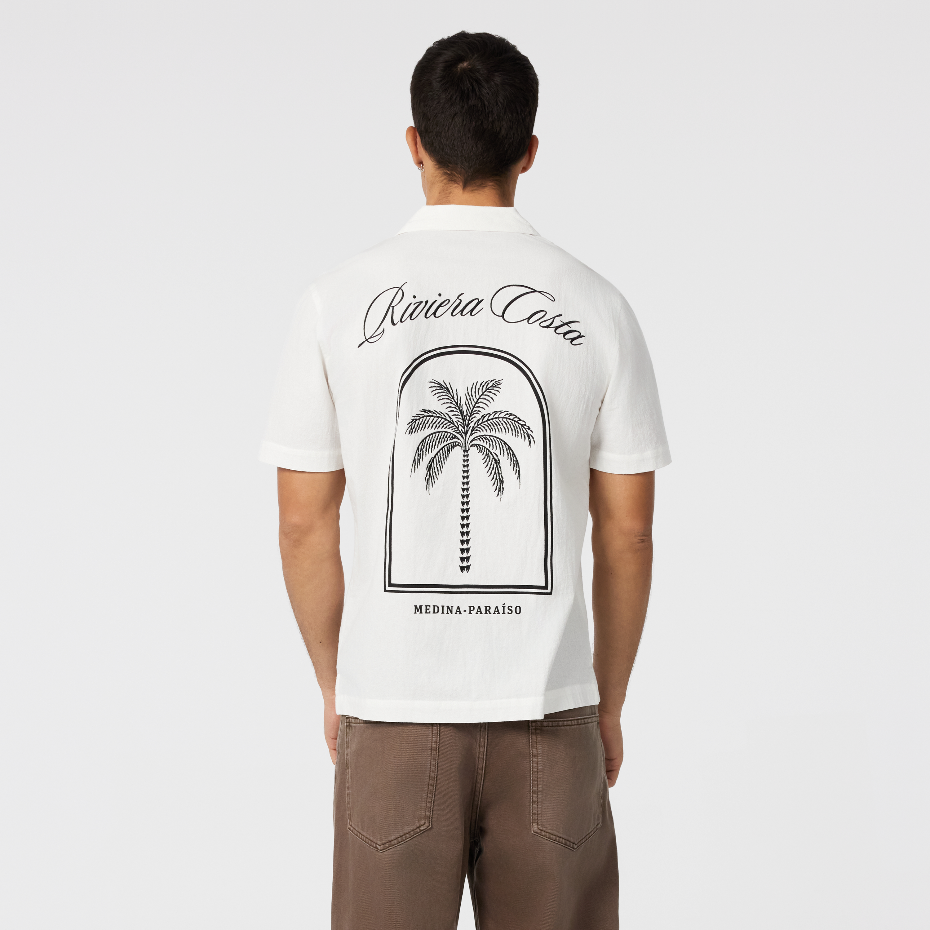 White Riviera Printed Short Sleeve Shirt