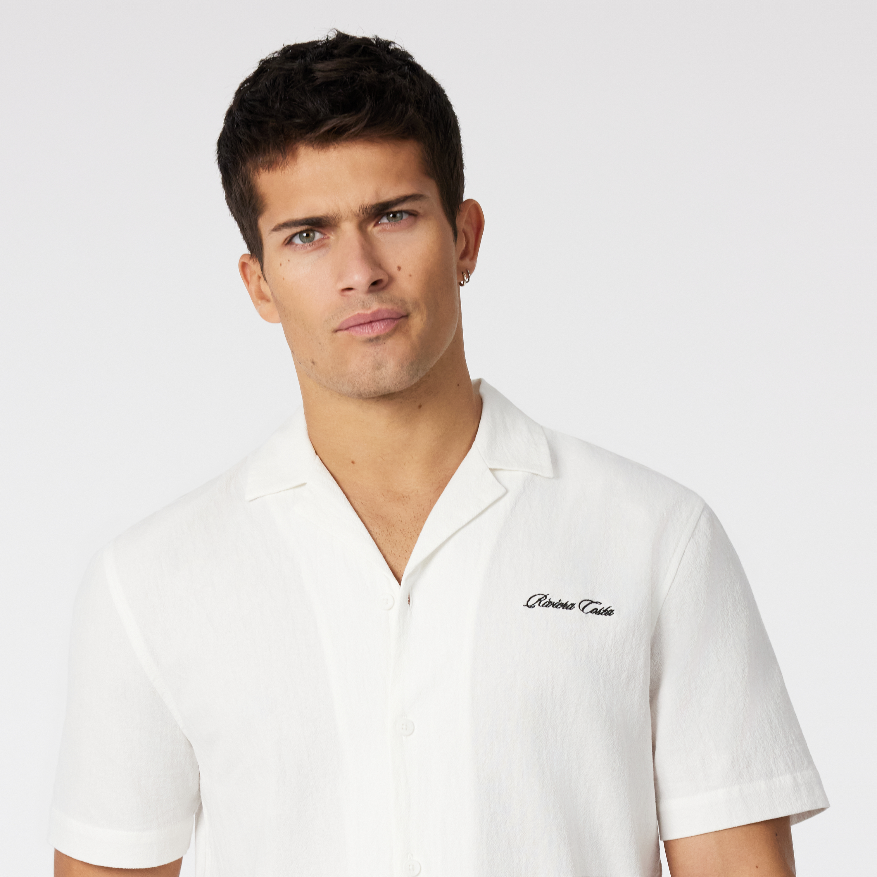 White Riviera Printed Short Sleeve Shirt