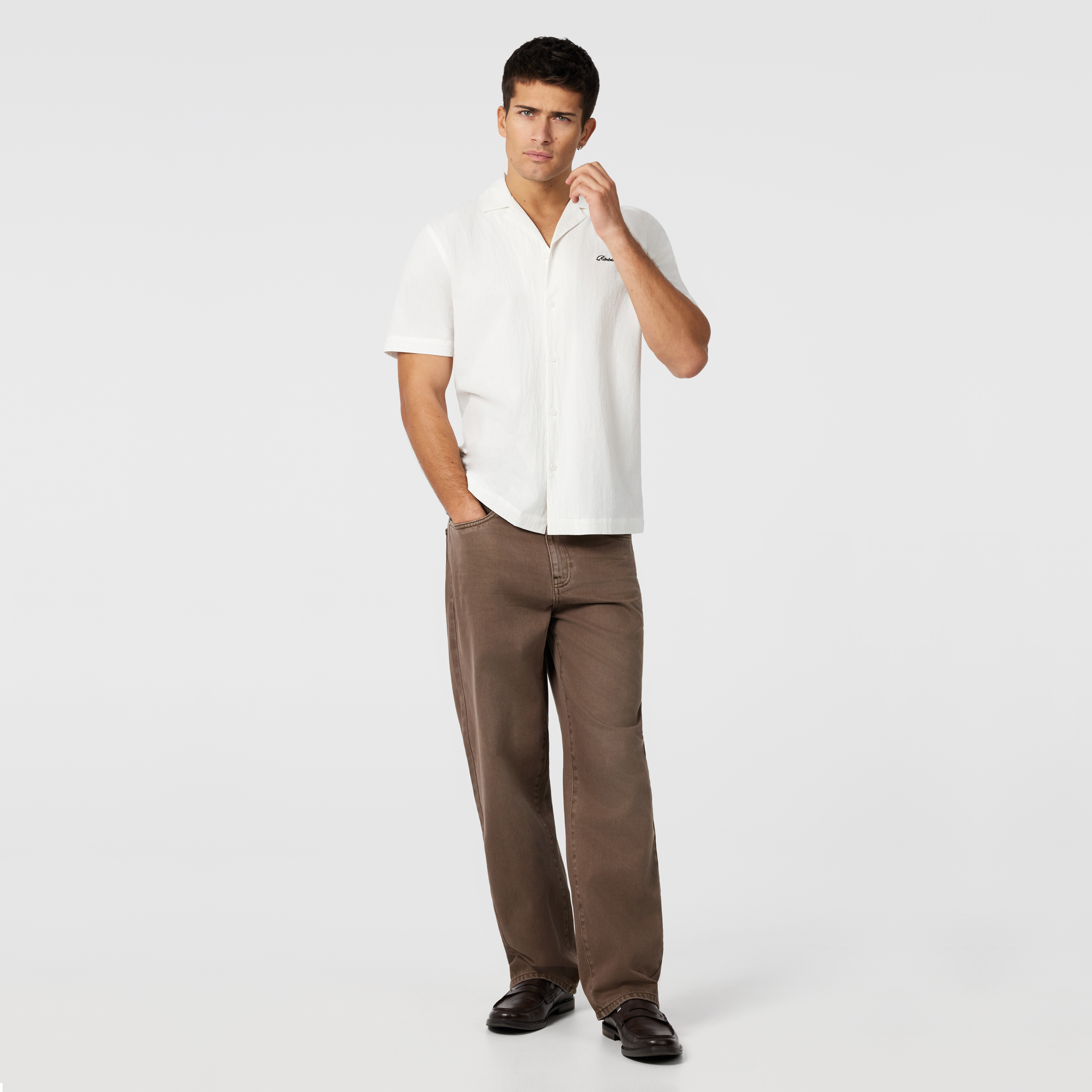 White Riviera Printed Short Sleeve Shirt
