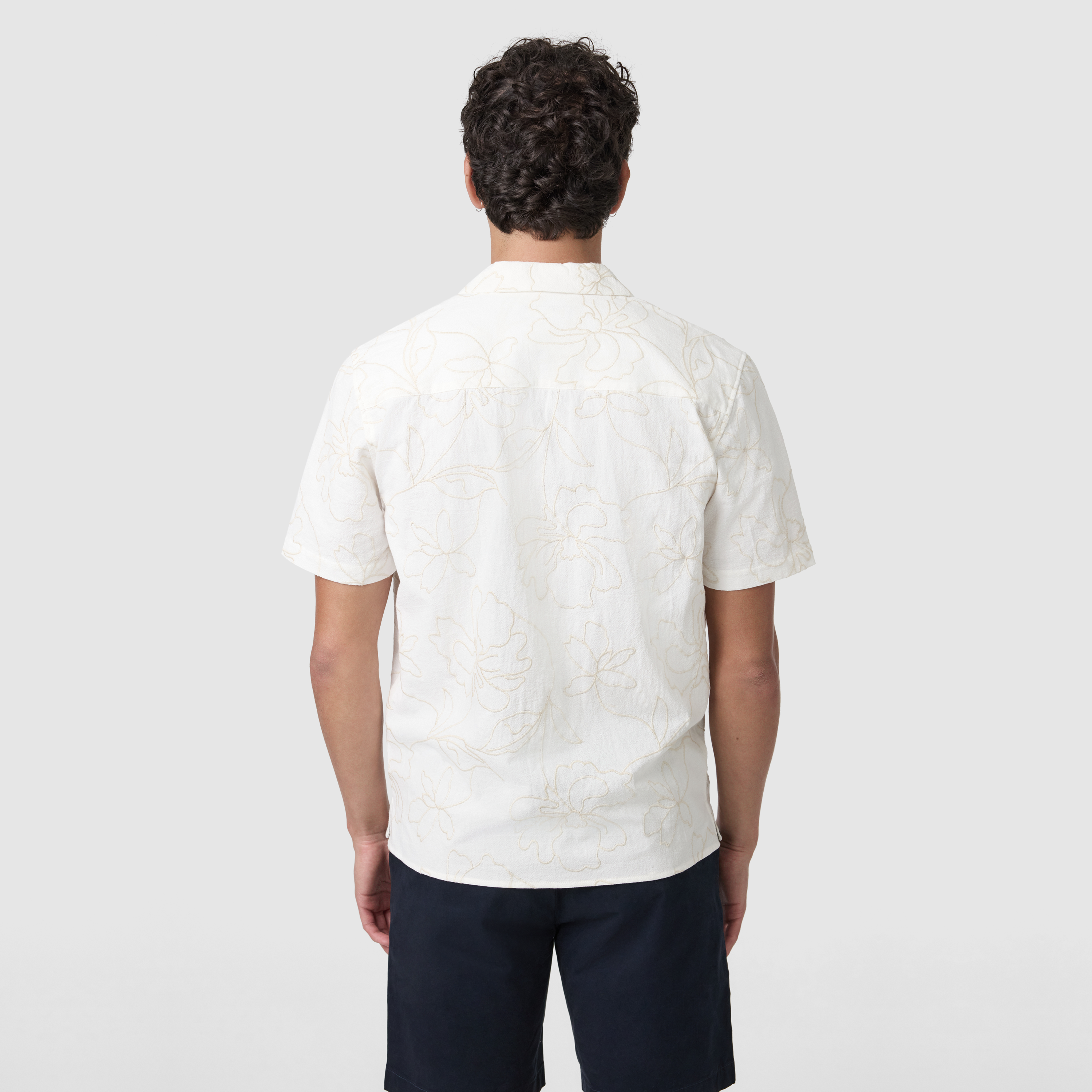 Sand Mercer Embroidered Short Sleeve Shirt