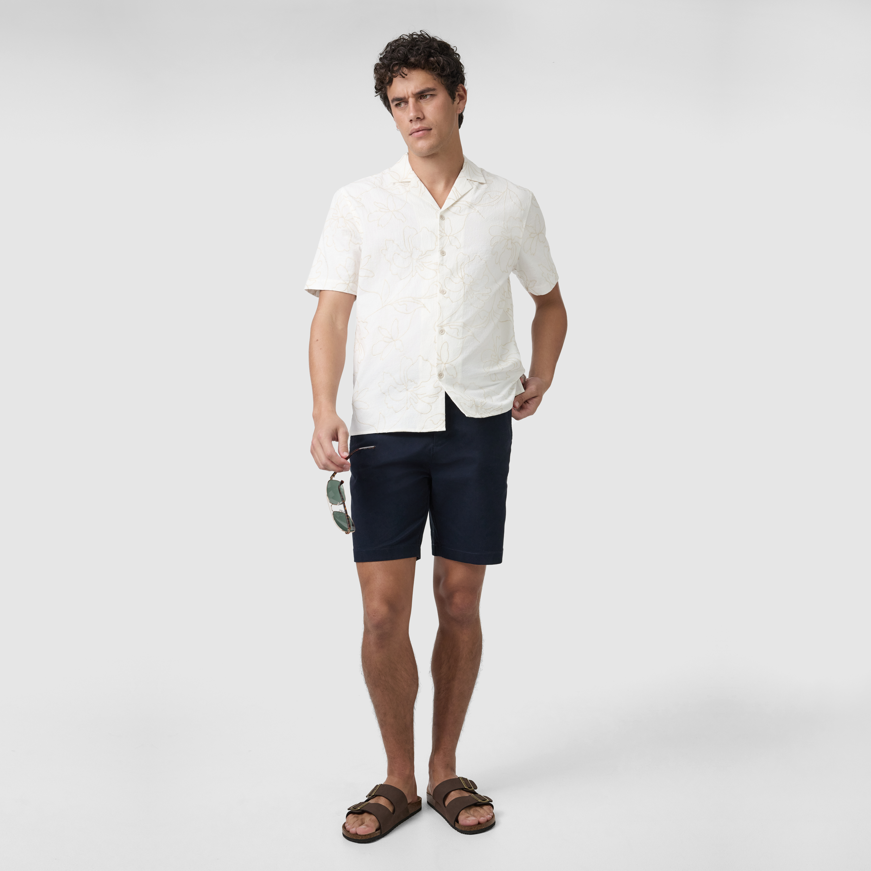 Sand Mercer Embroidered Short Sleeve Shirt