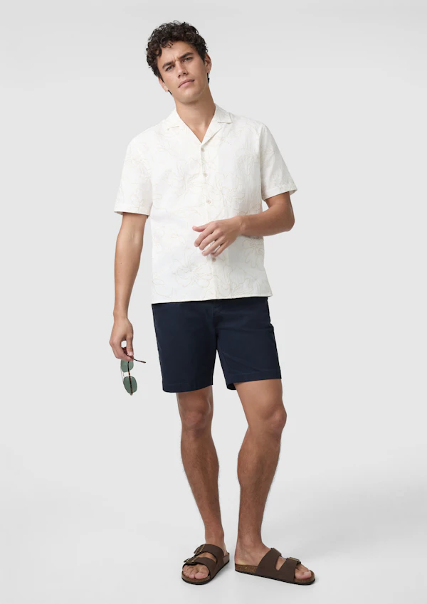 Sand Mercer Embroidered Short Sleeve Shirt