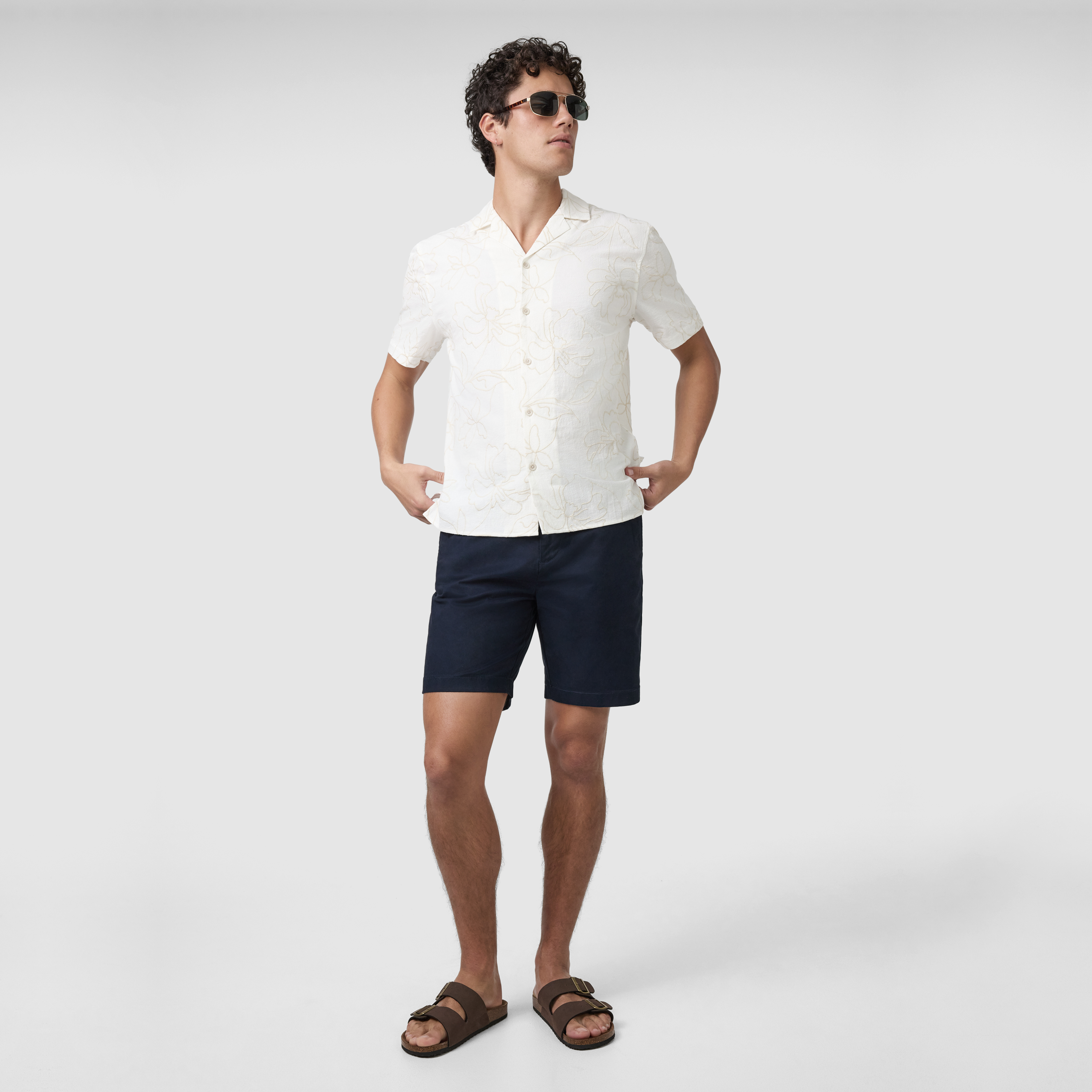 Sand Mercer Embroidered Short Sleeve Shirt