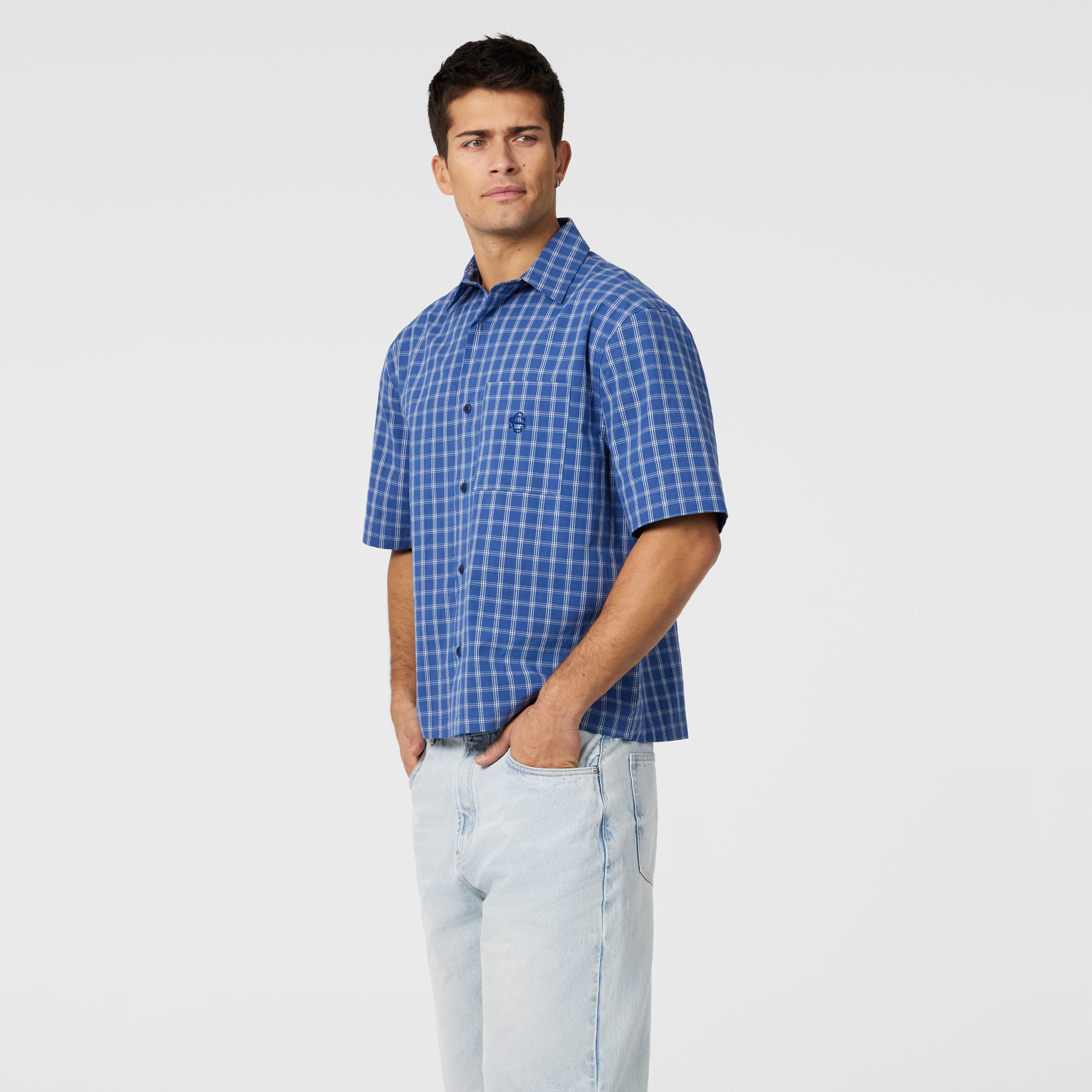 Stride Check Boxy Fit Short Sleeve Shirt