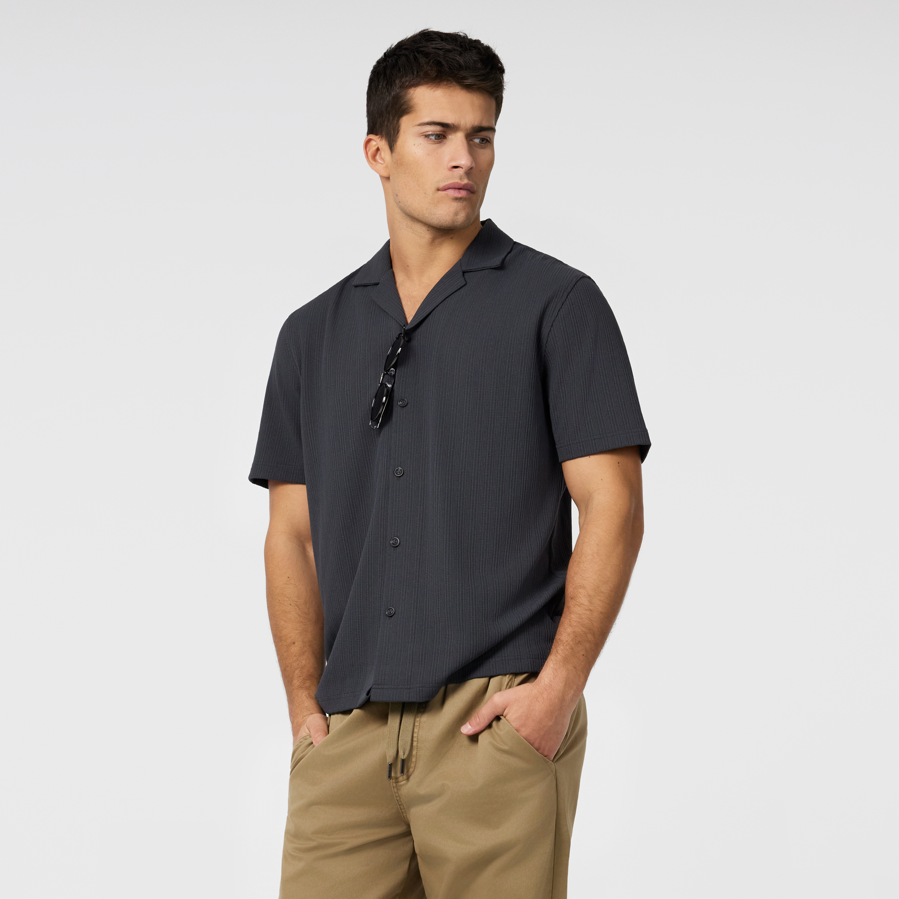 Charcoal Adler Textured Short Sleeve Shirt
