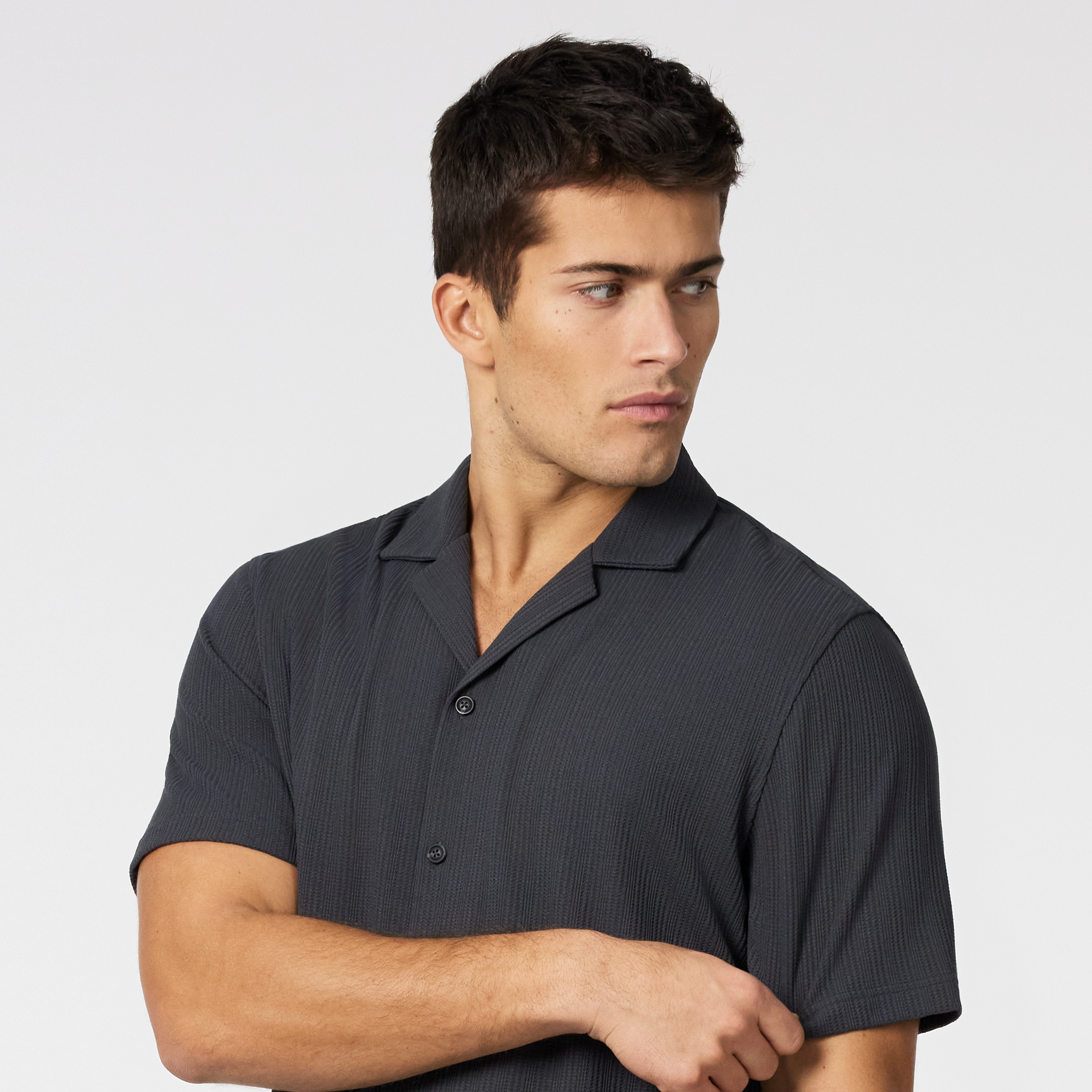 Charcoal Adler Textured Short Sleeve Shirt
