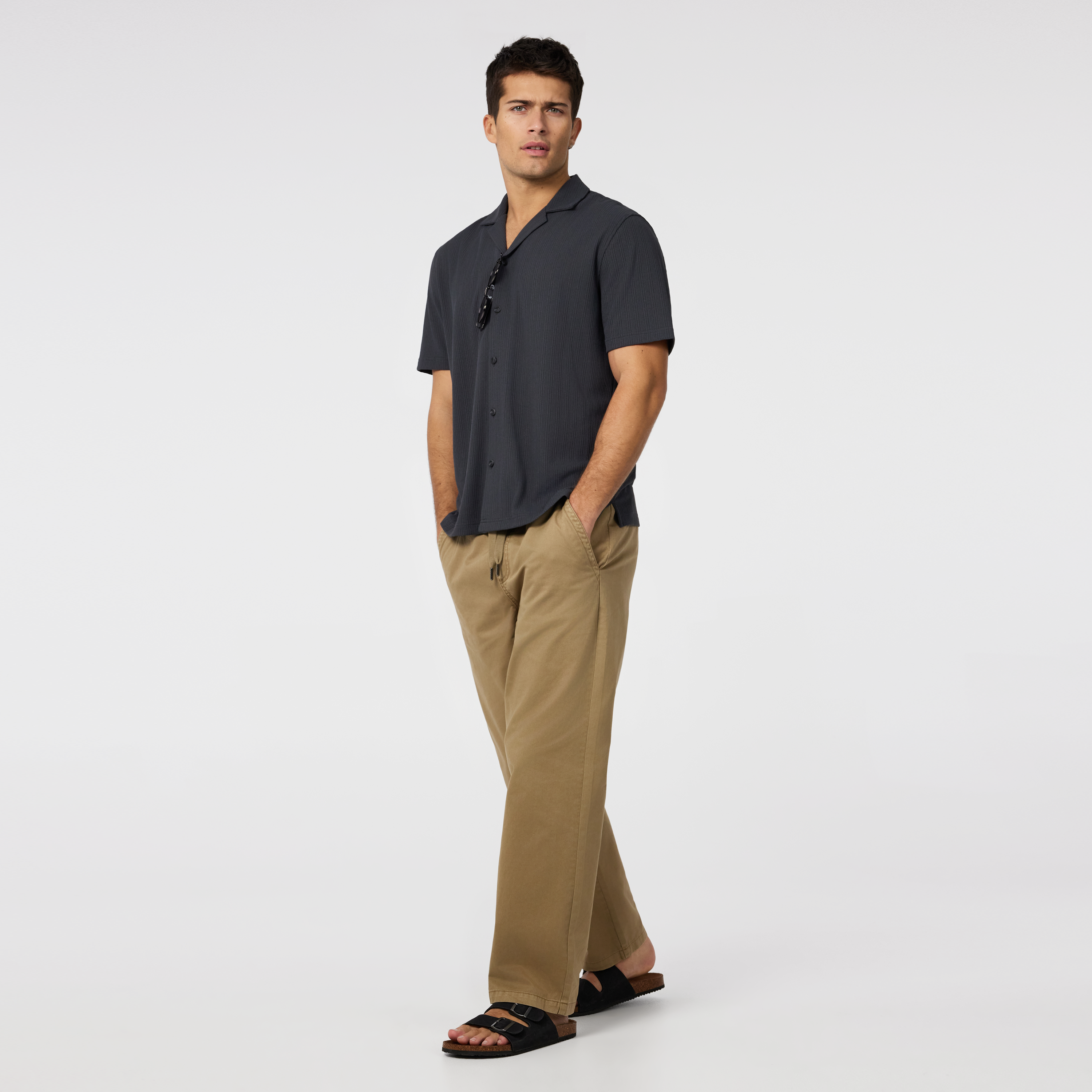 Charcoal Adler Textured Short Sleeve Shirt
