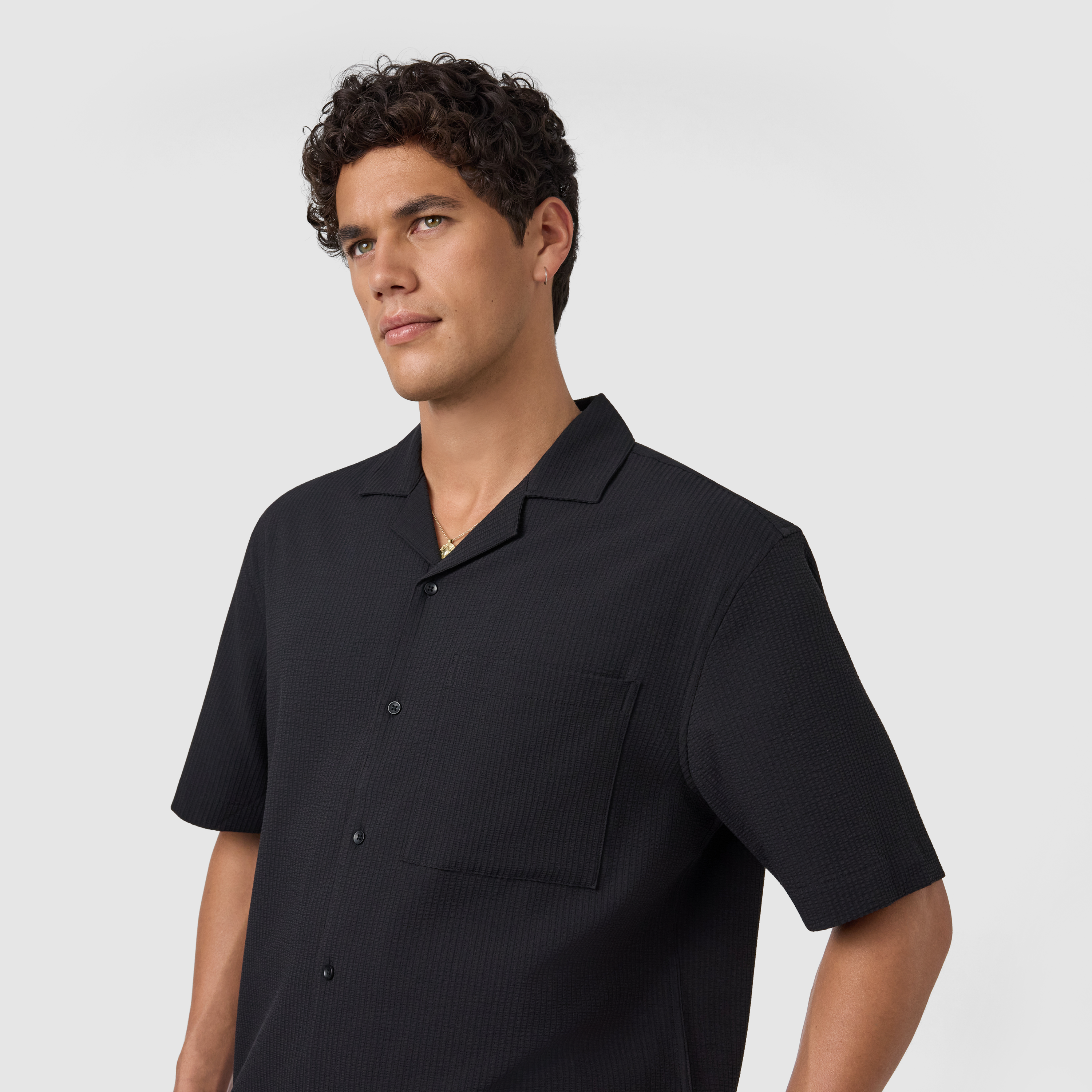 Black Langley Boxy Fit Short Sleeve Shirt