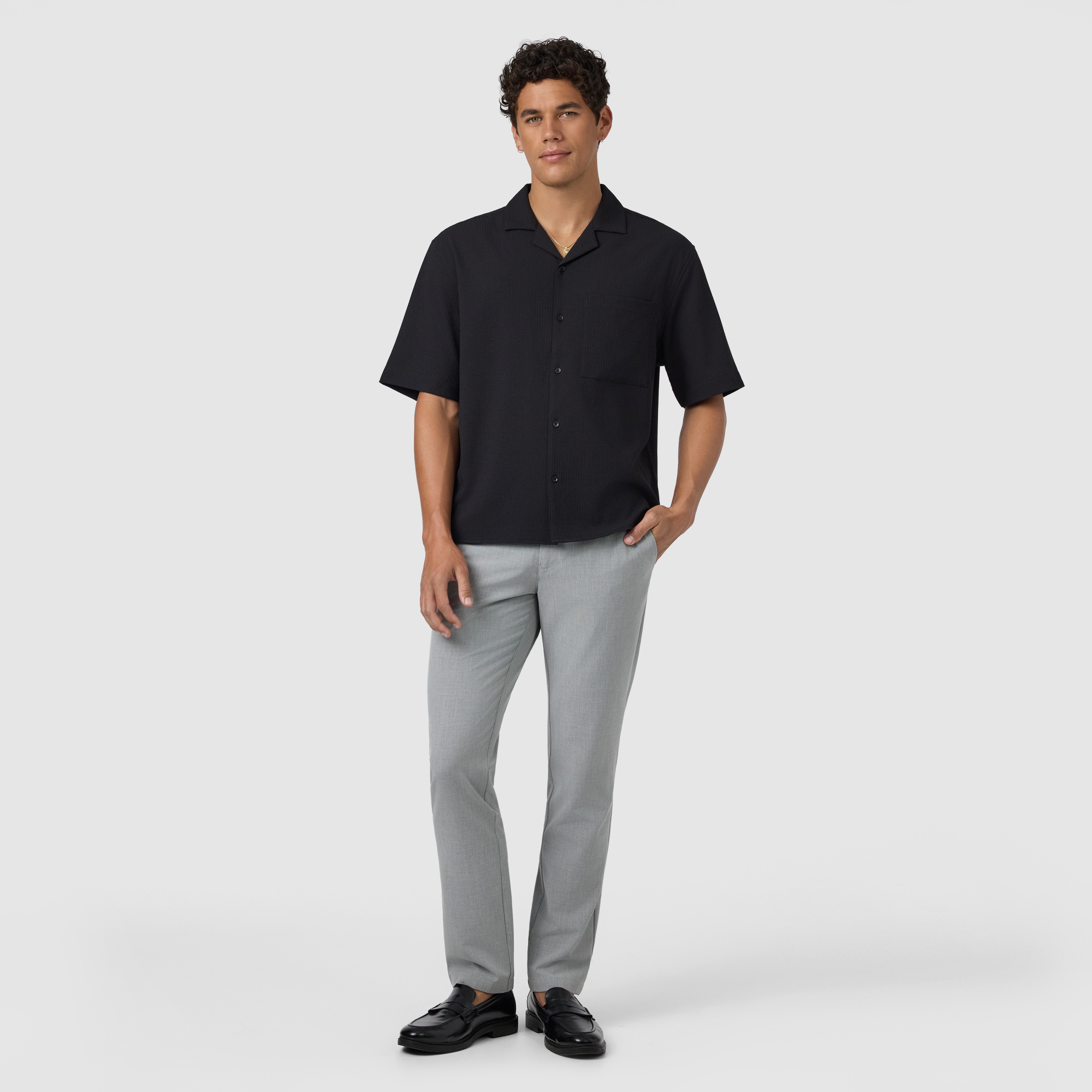 Black Langley Boxy Fit Short Sleeve Shirt