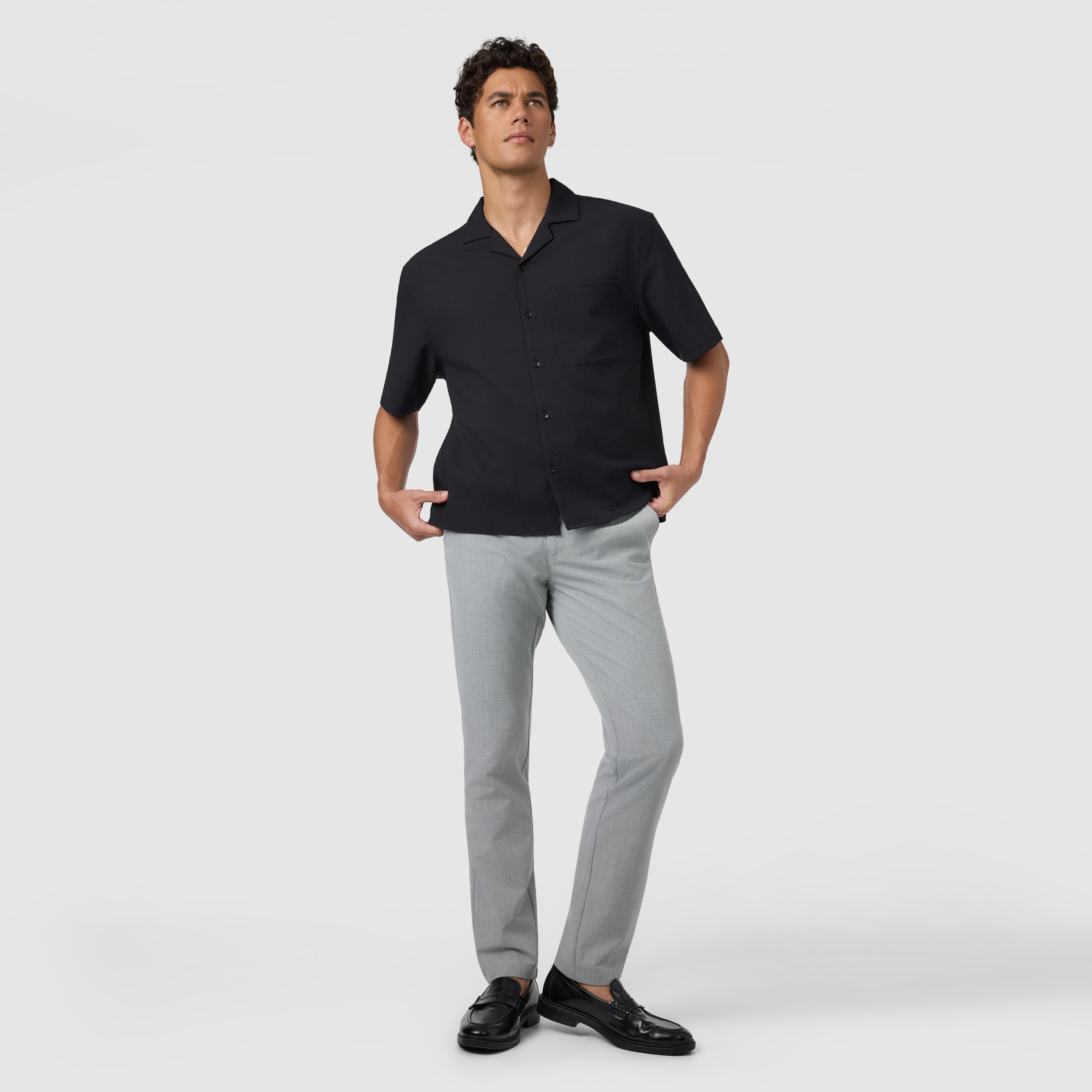 Black Langley Boxy Fit Short Sleeve Shirt