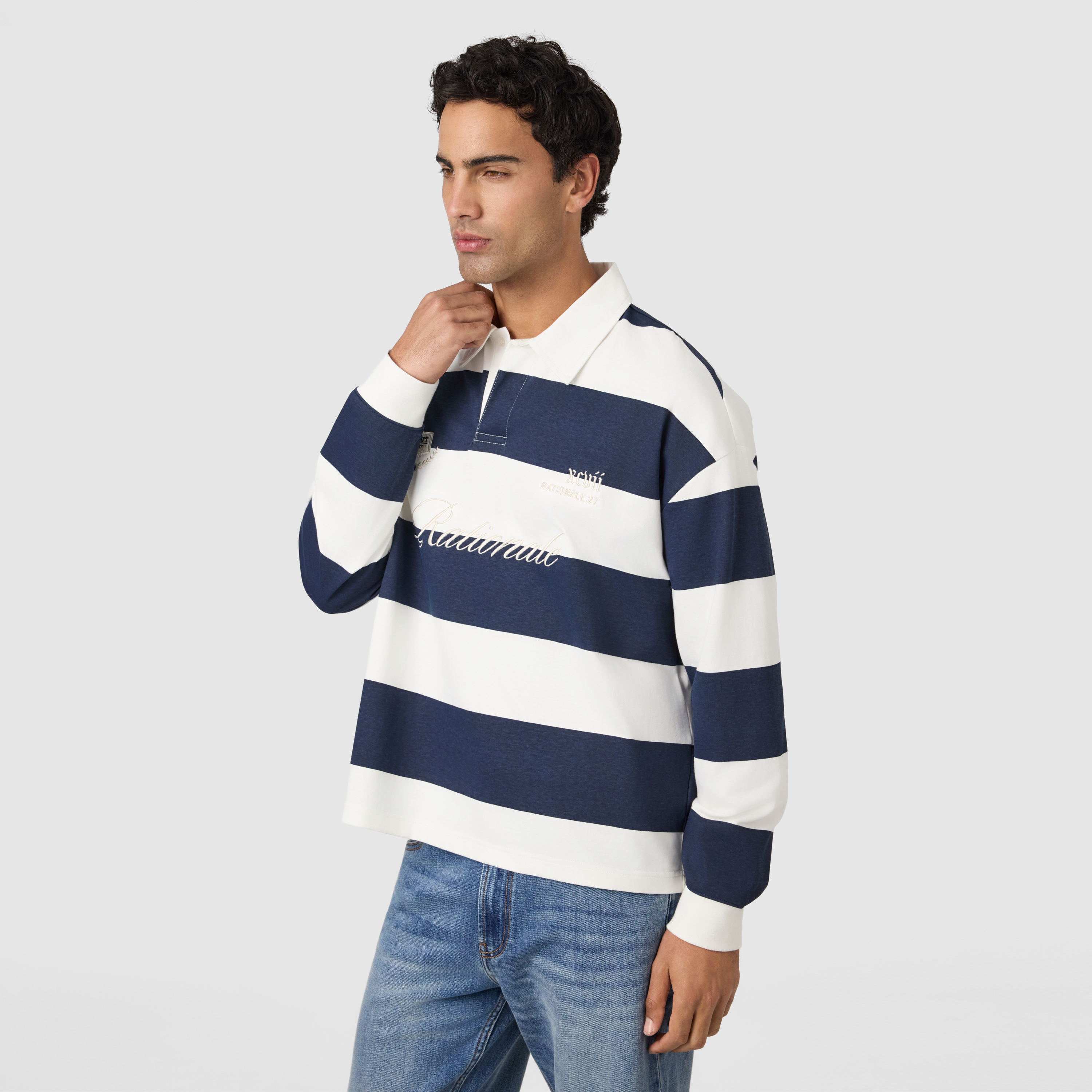 Navy Marler Boxy Rugby Polo