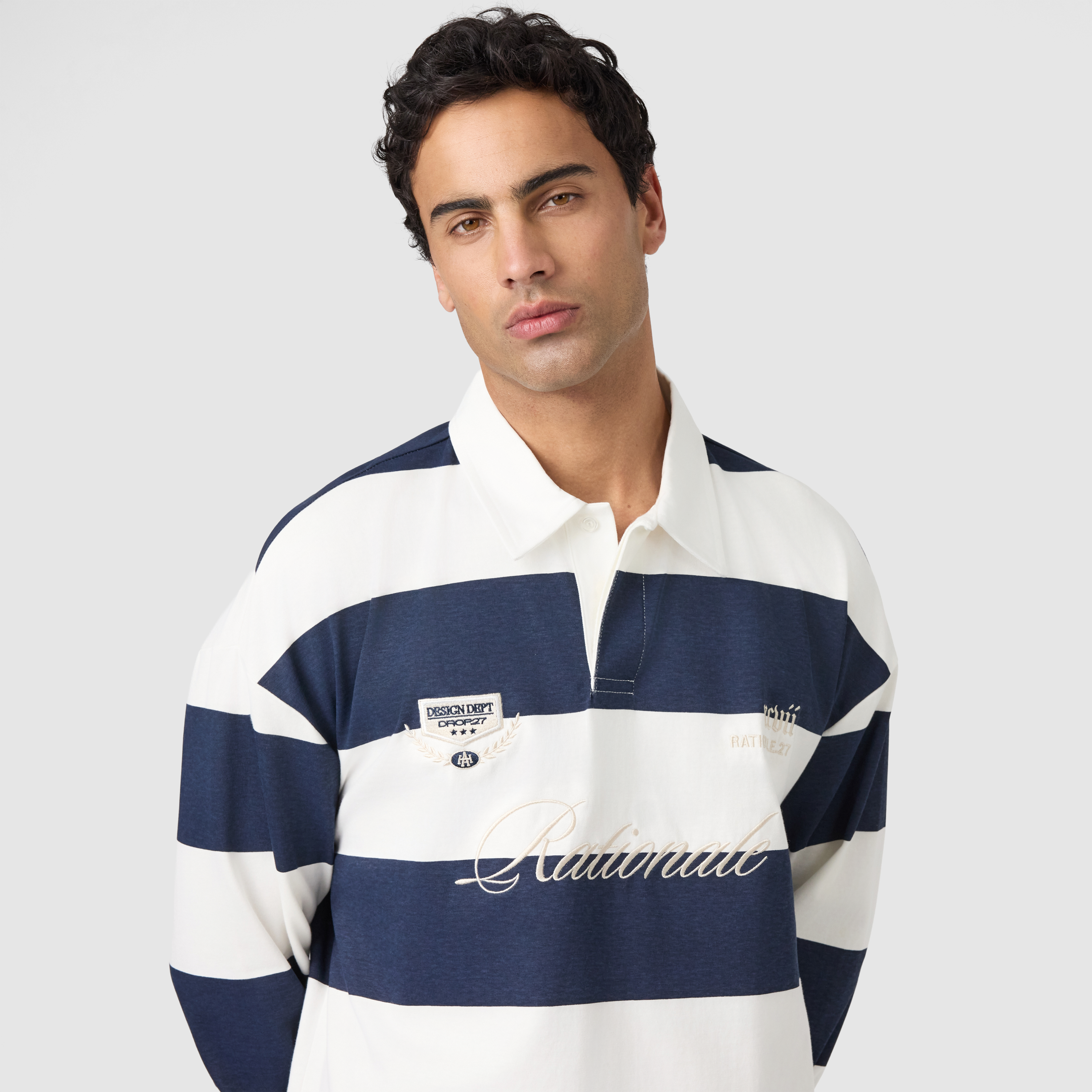 Navy Marler Boxy Rugby Polo