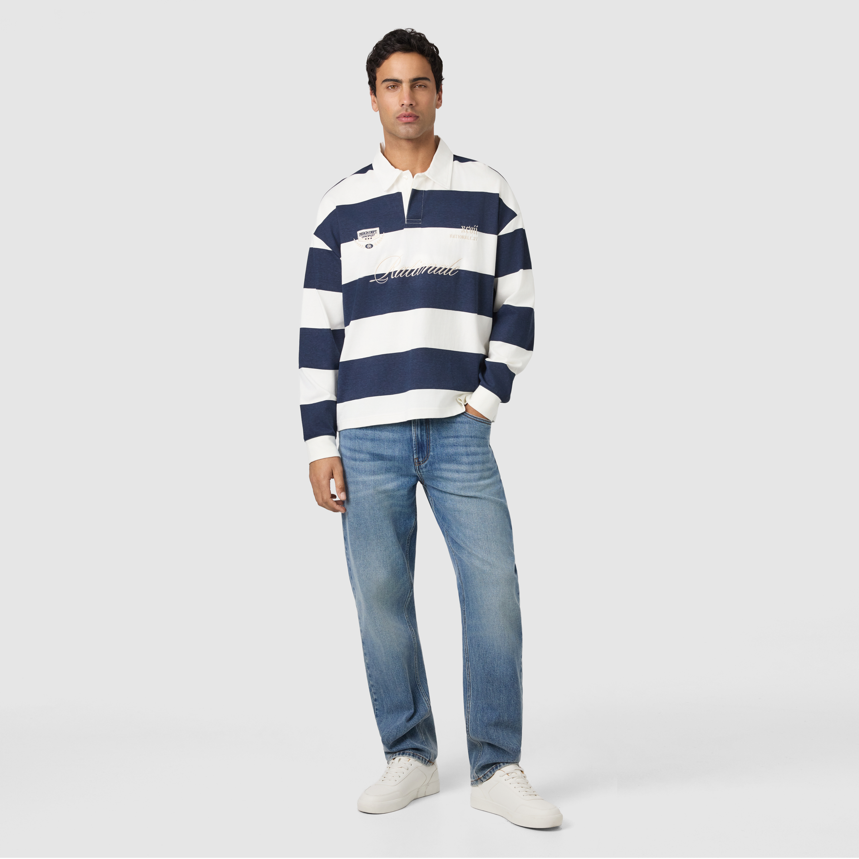 Navy Marler Boxy Rugby Polo