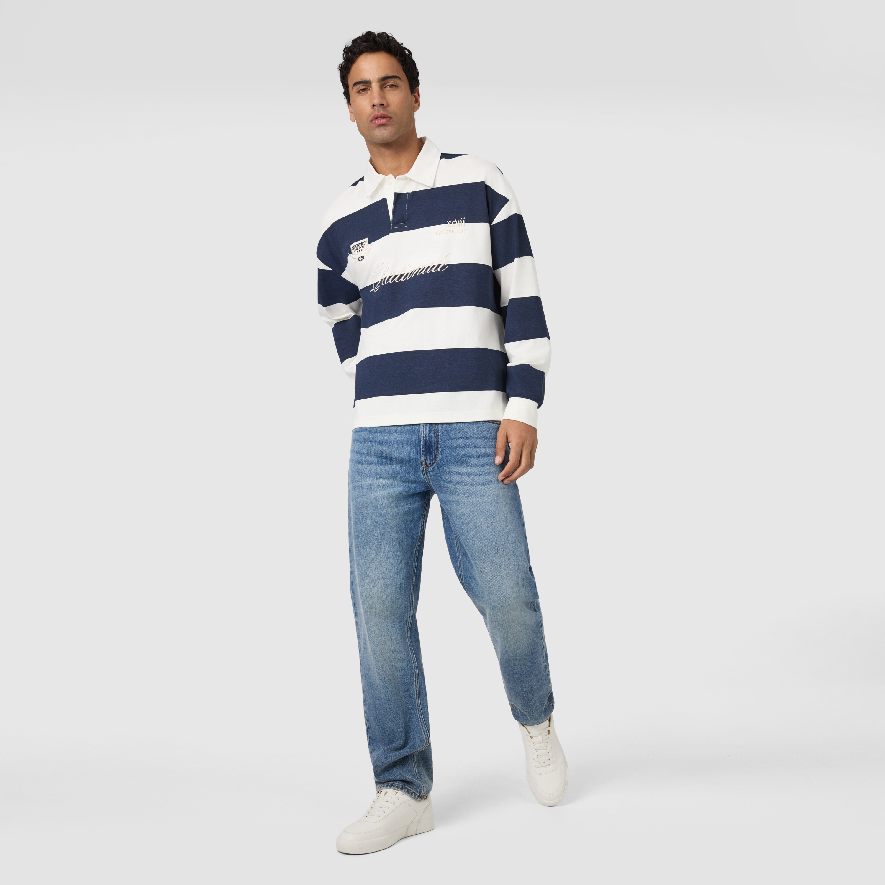 Navy Marler Boxy Rugby Polo