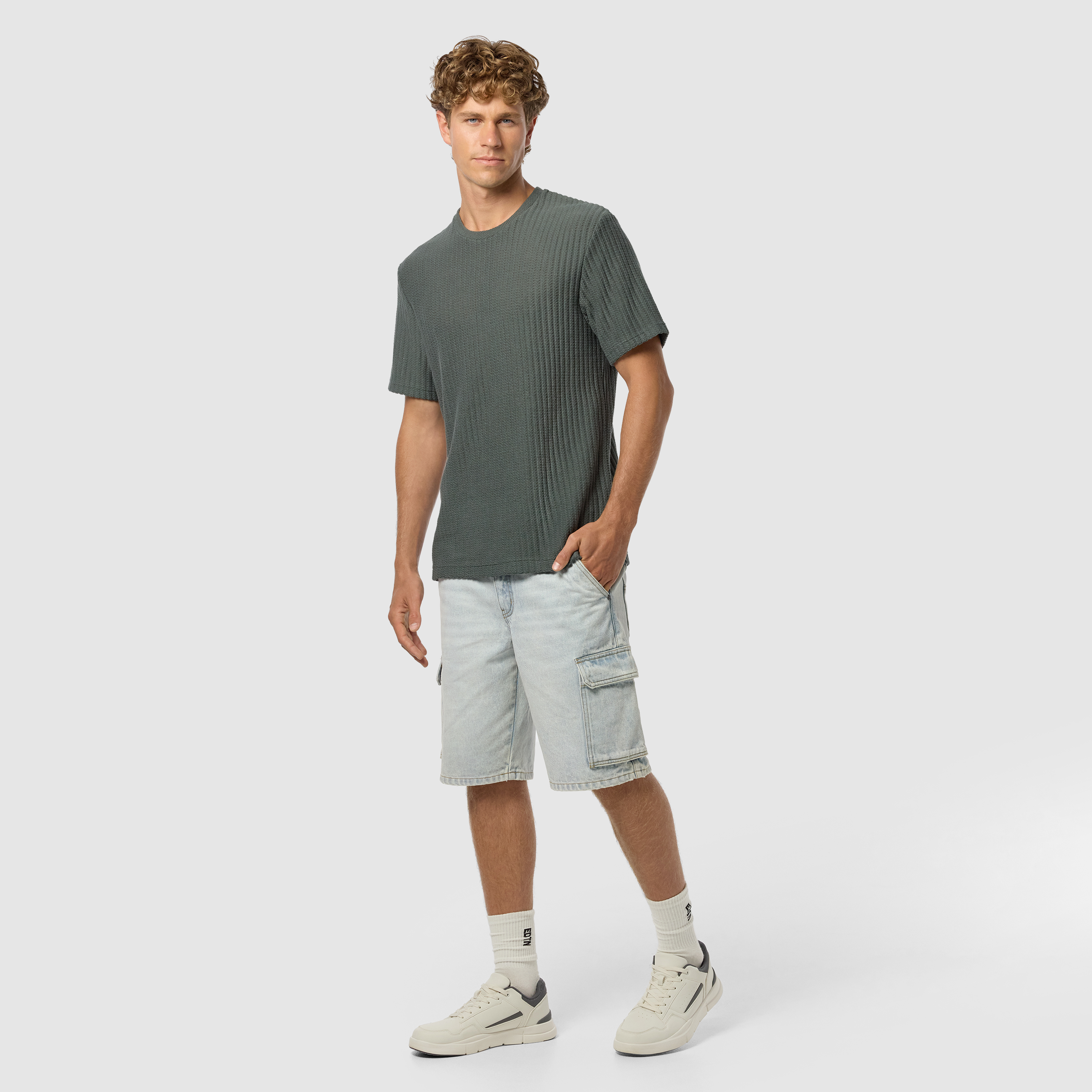 Military Green Cadiz Relaxed Crew Neck Tee