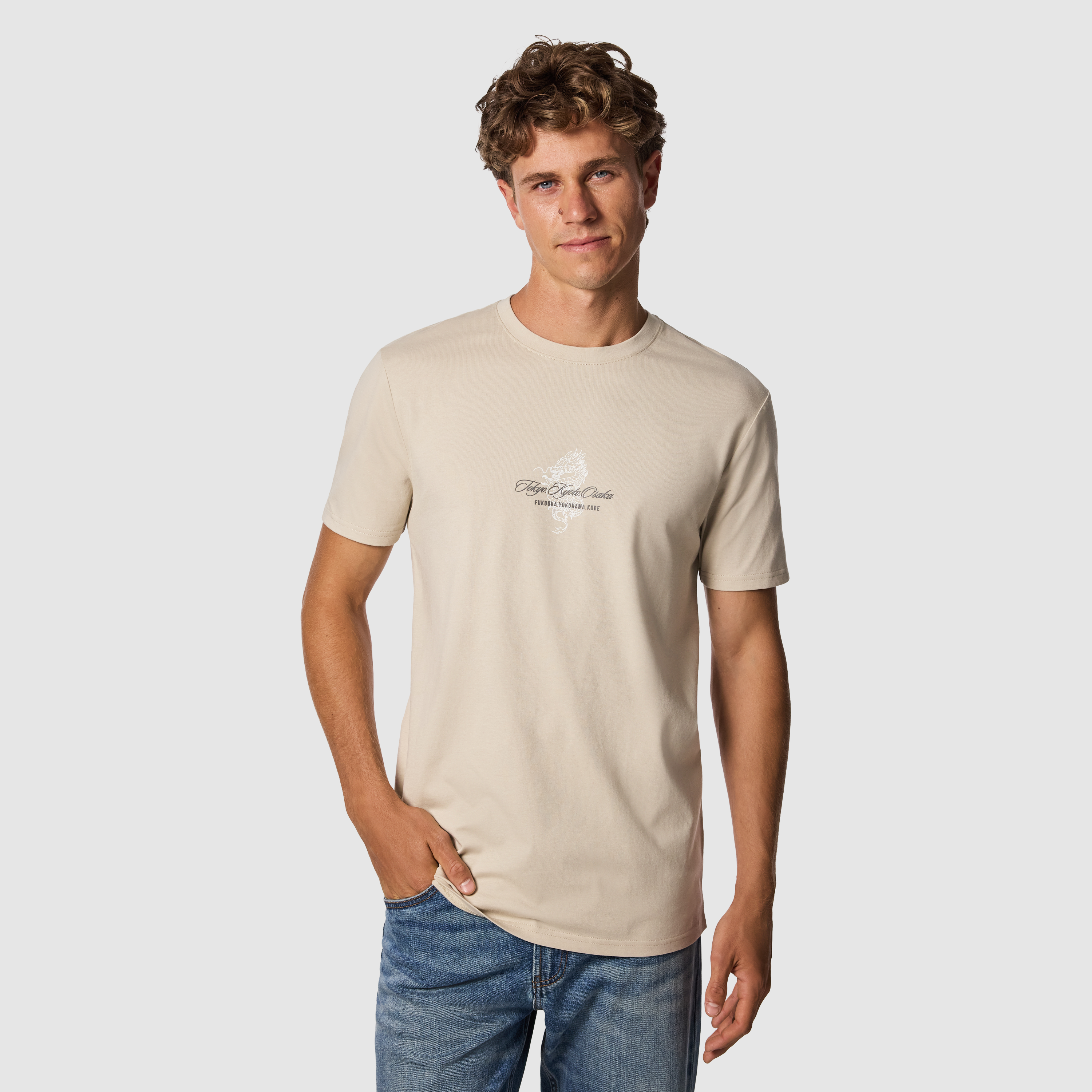 Dragon Graphic Longline Crew Neck Tee