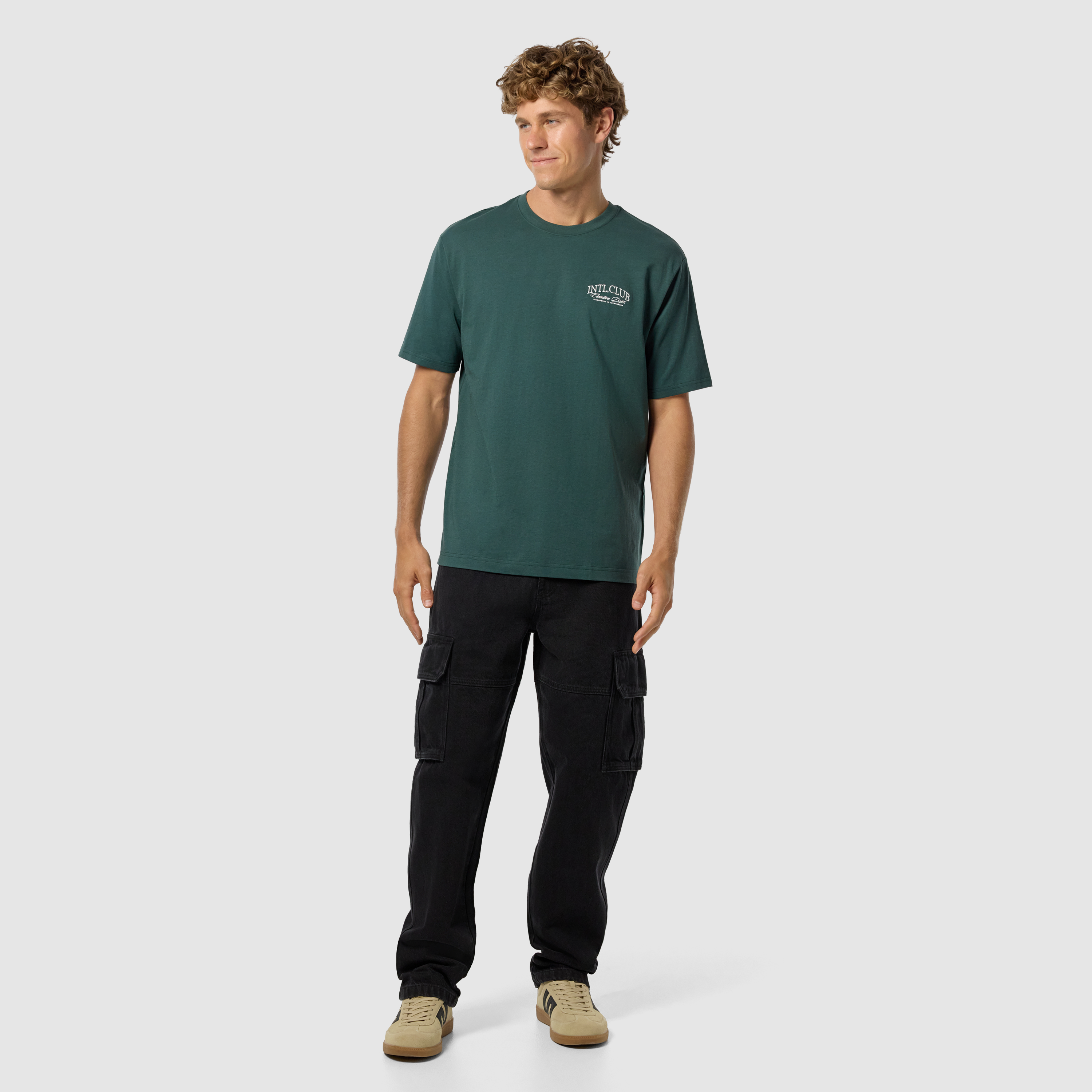 Dark Green Club Graphic Relaxed Crew Neck Tee