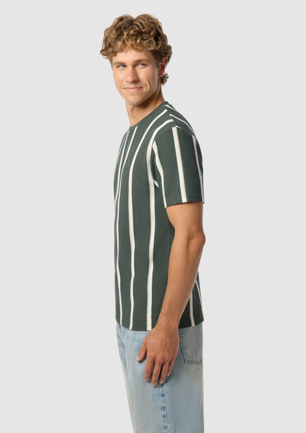 Dark Green Bobby Stripe Crew Neck Tee