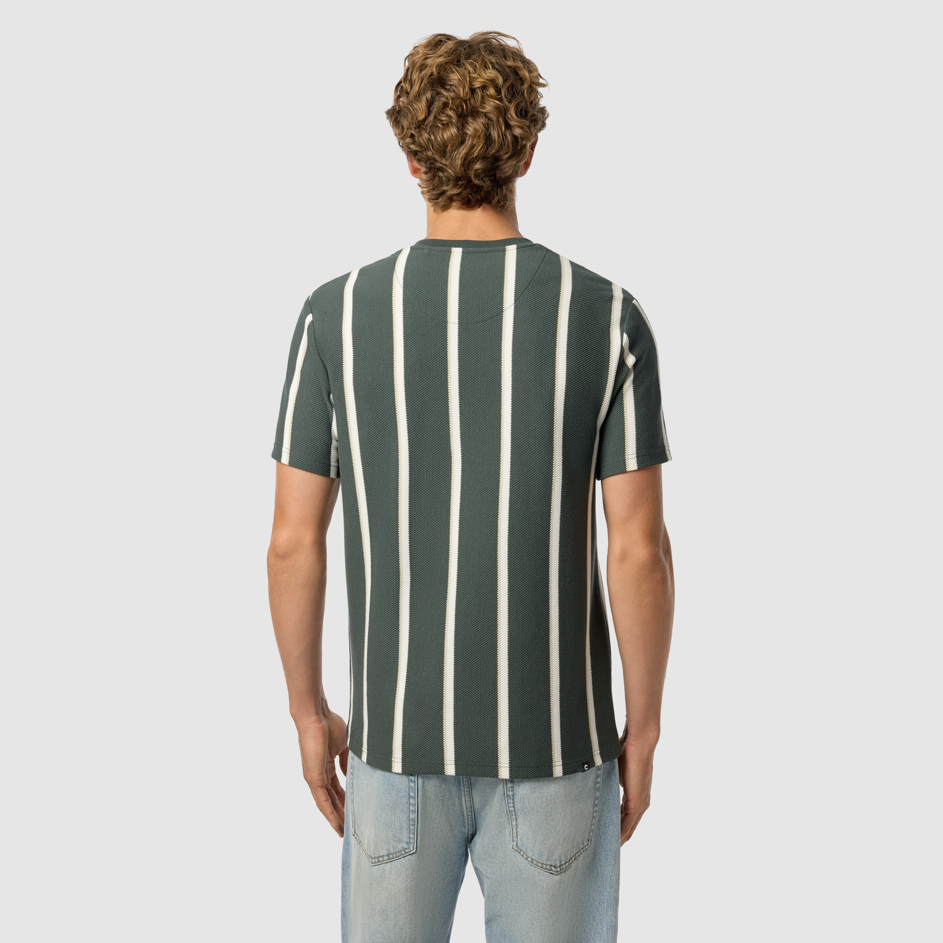 Dark Green Bobby Stripe Crew Neck Tee