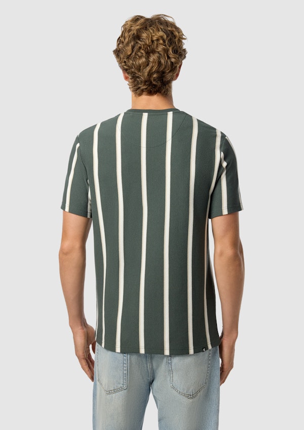 Dark Green Bobby Stripe Crew Neck Tee