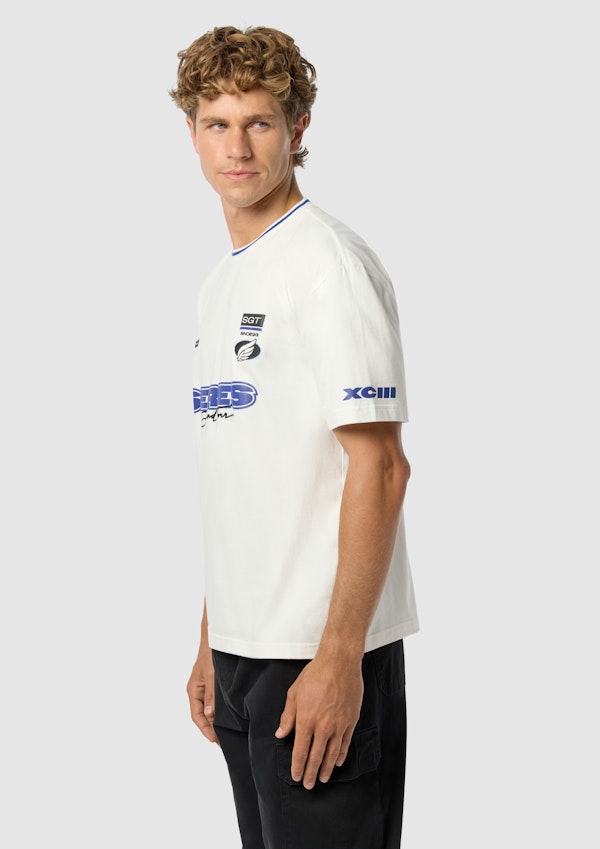 Off White Turbo Graphic Boxy Crew Neck Tee