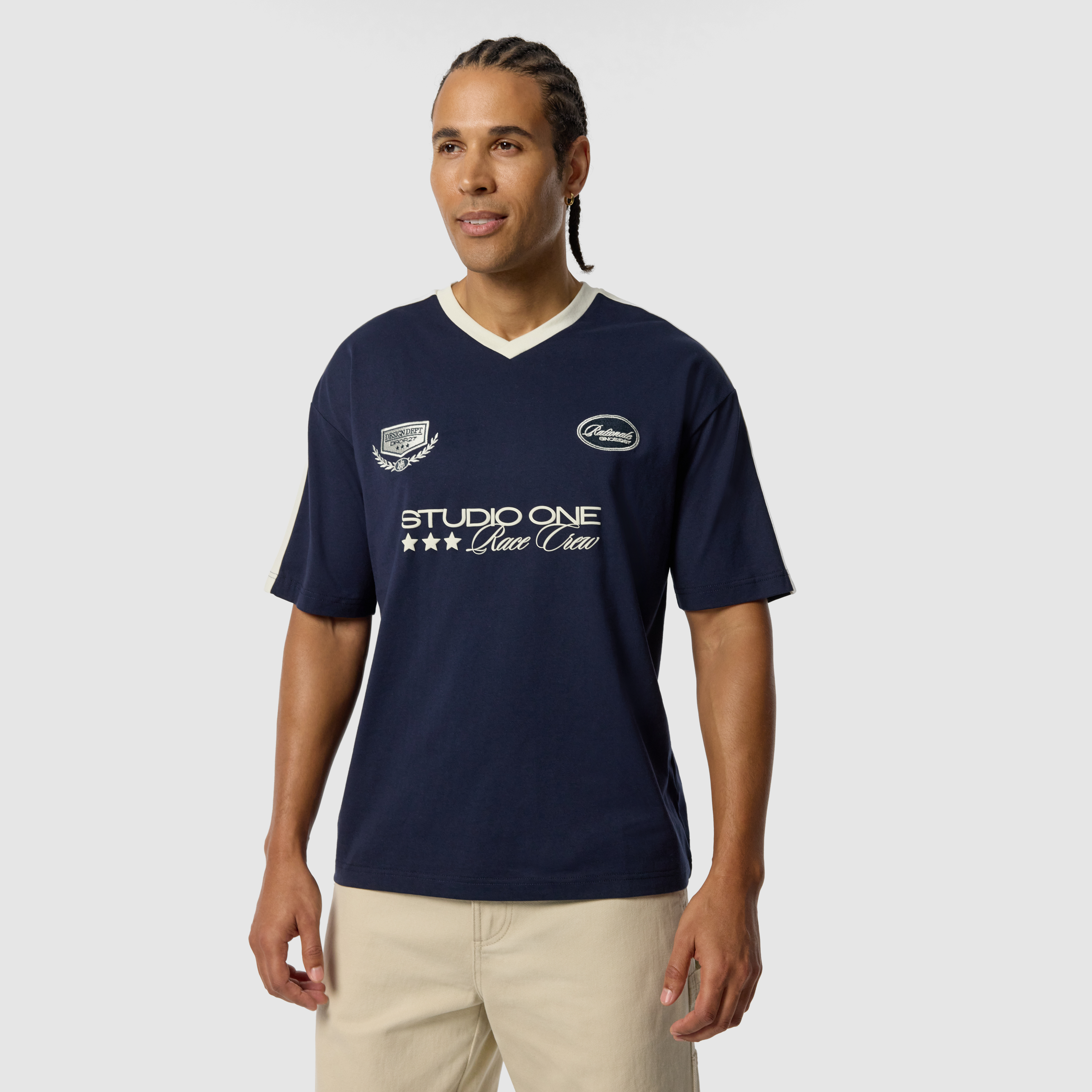 Rationale Graphic Boxy V Neck Tee