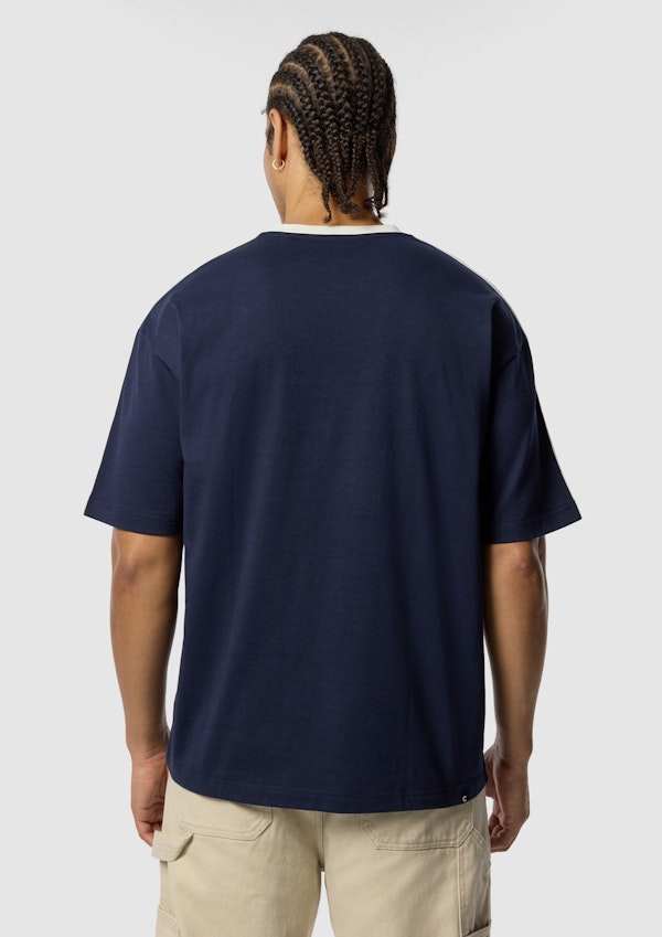 Navy Rationale Graphic Boxy V Neck Tee