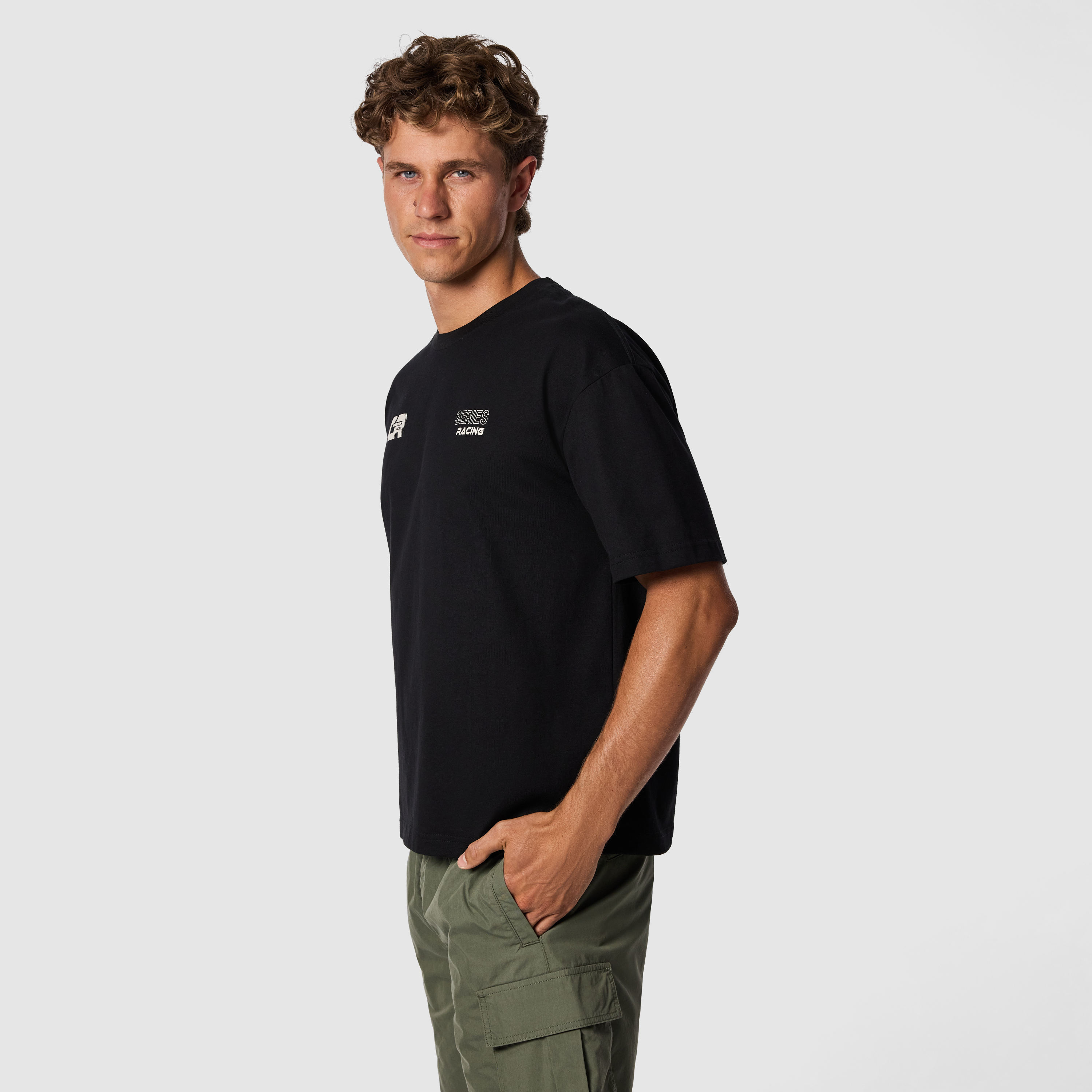 Black Motor Graphic Boxy Crew Neck Tee