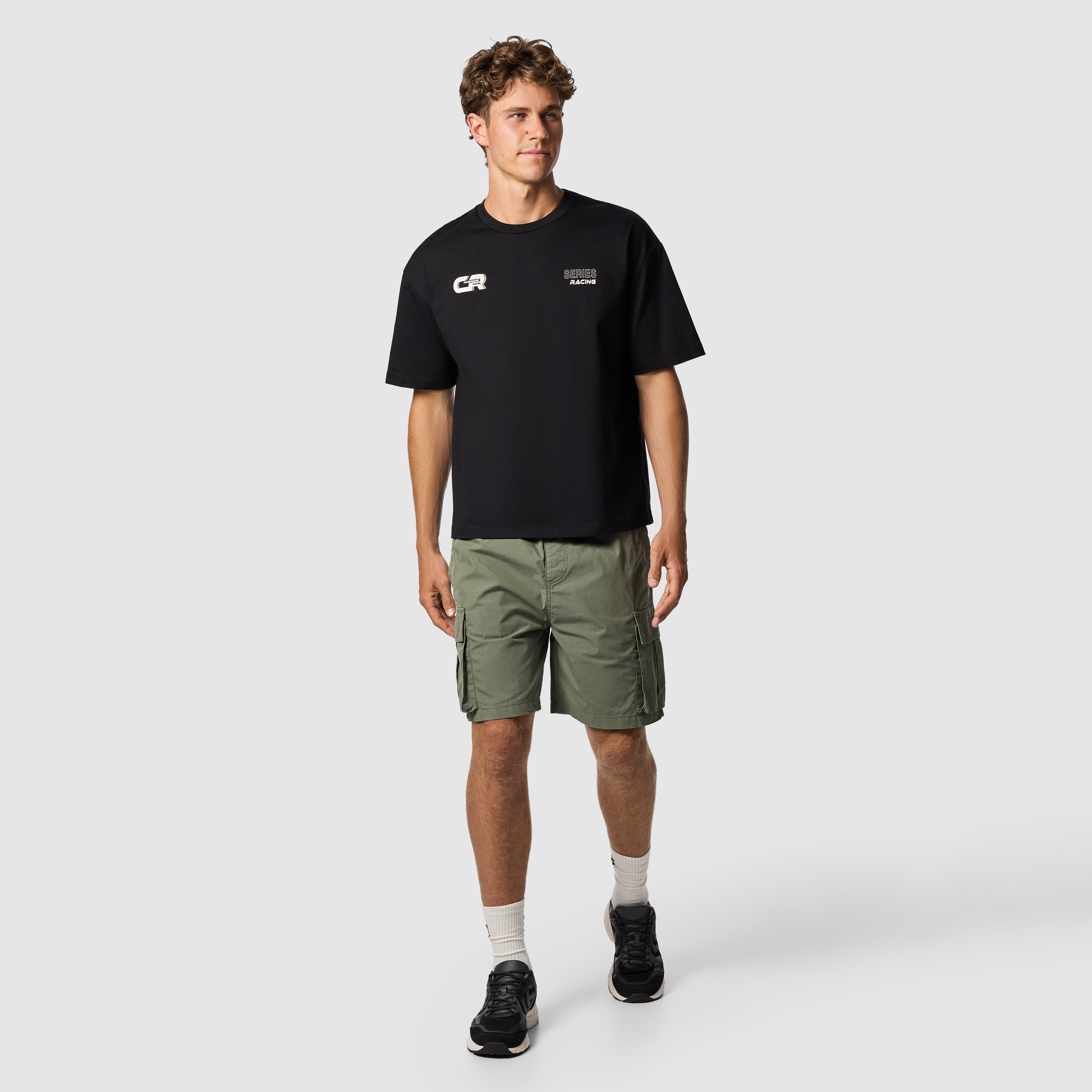 Black Motor Graphic Boxy Crew Neck Tee