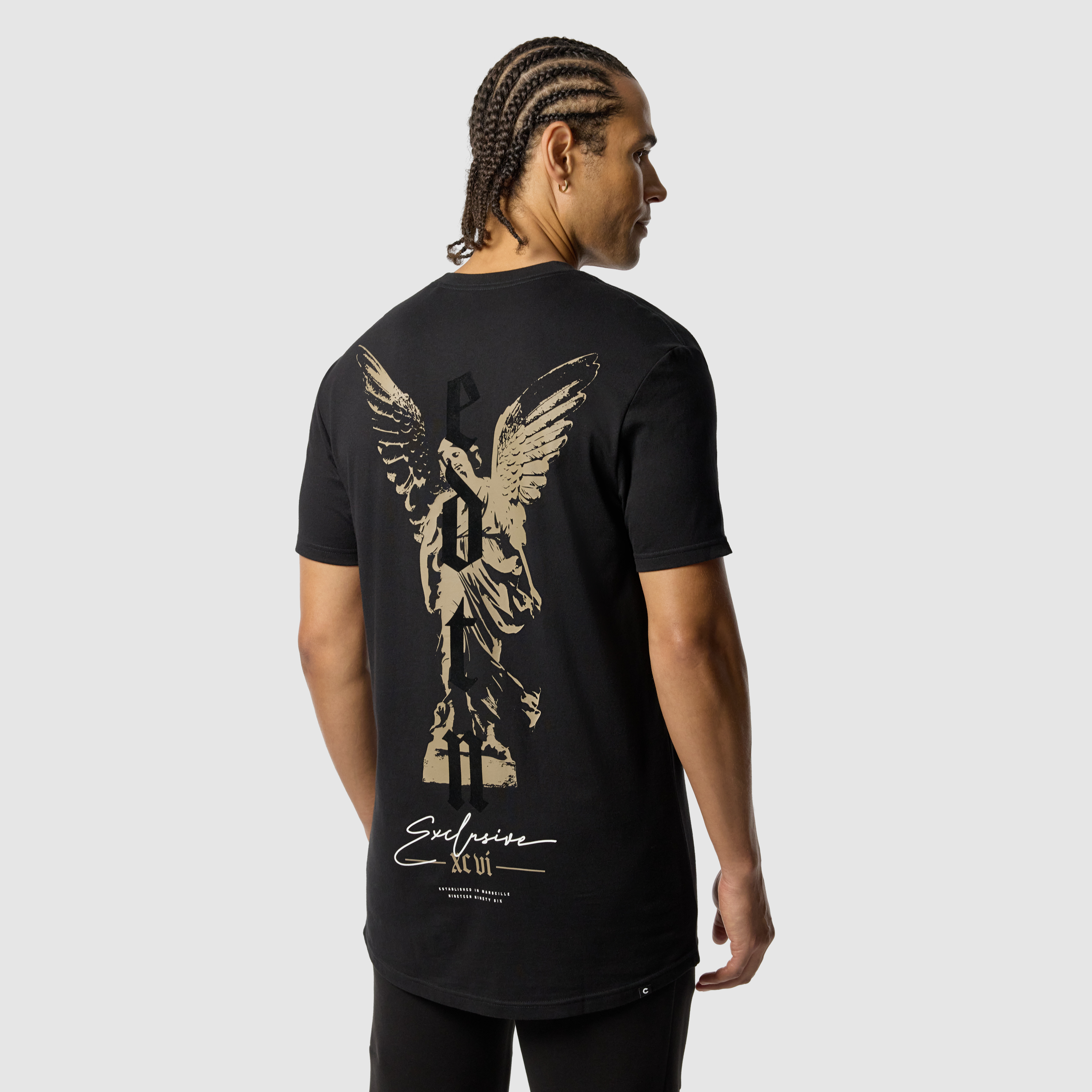 Angel Graphic Longline Crew Neck Tee
