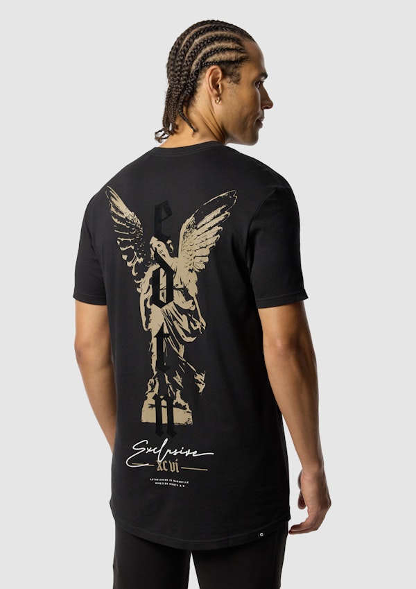 Angel Graphic Longline Crew Neck Tee