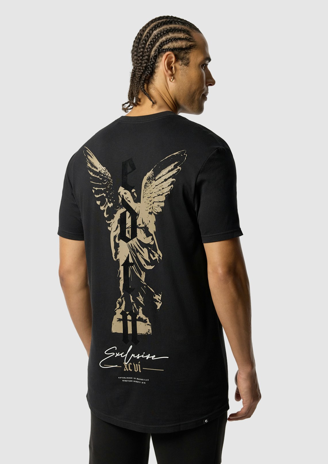 Angel Graphic Longline Crew Neck Tee