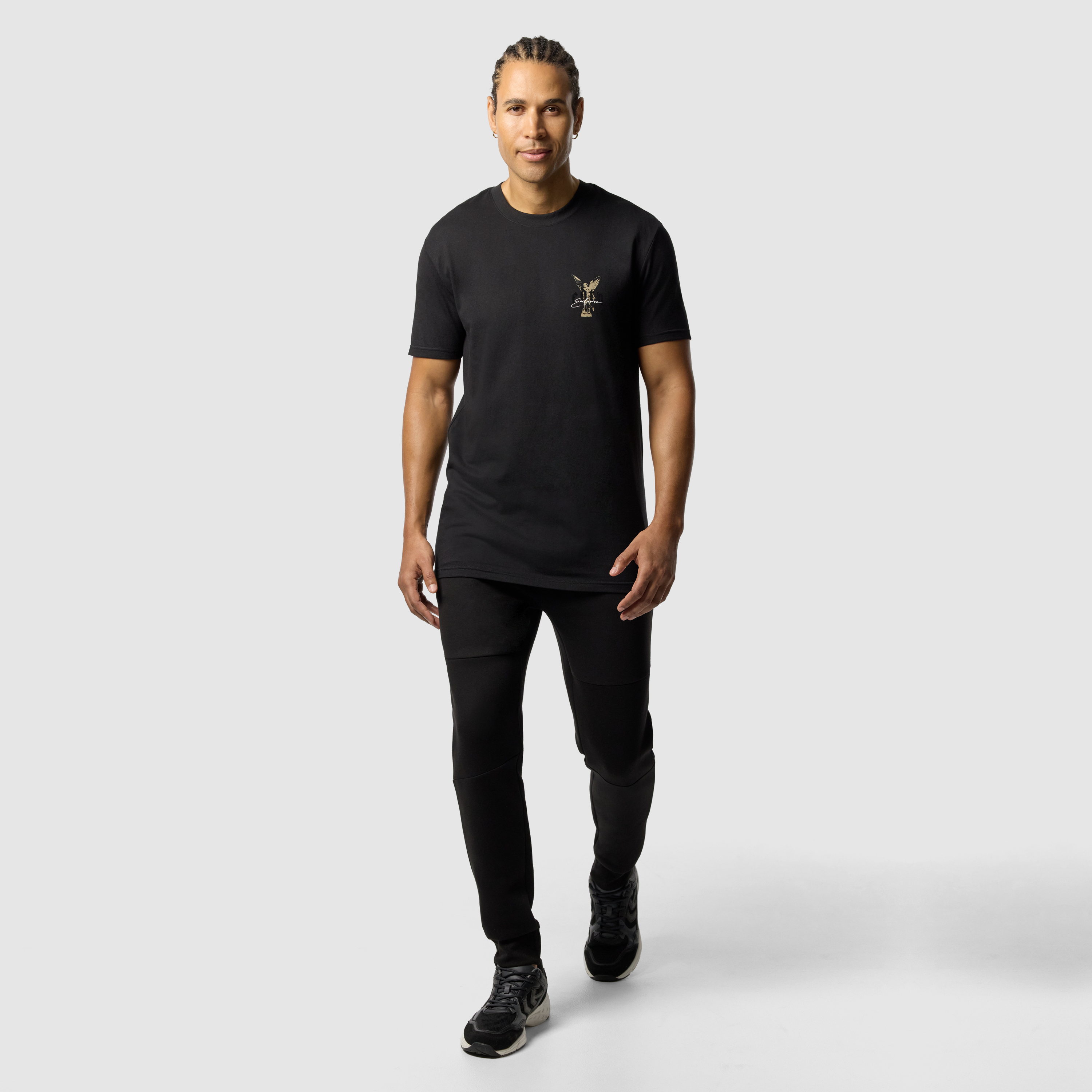 Black Angel Graphic Longline Crew Neck Tee
