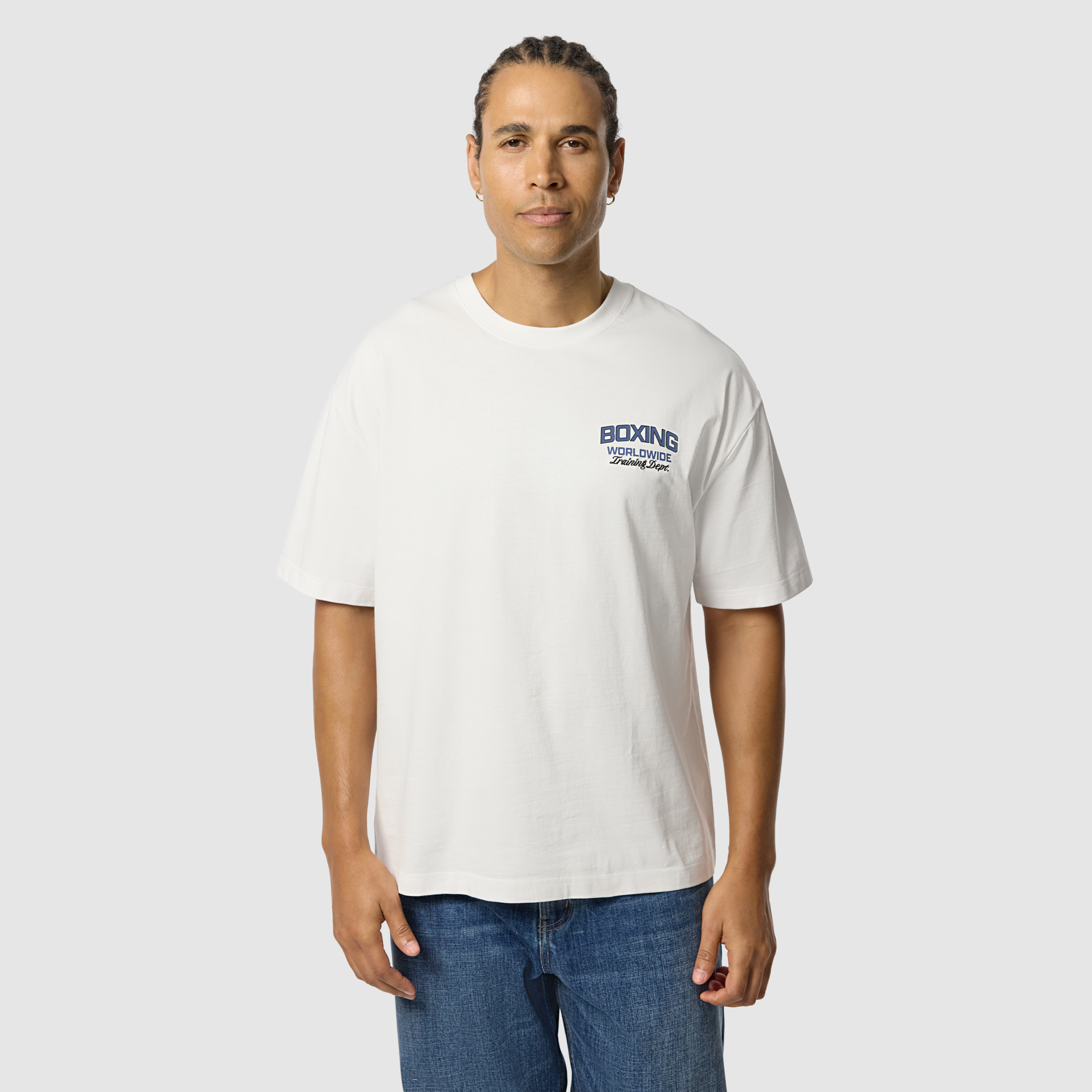 White Boxing Graphic Boxy Crew Neck Tee