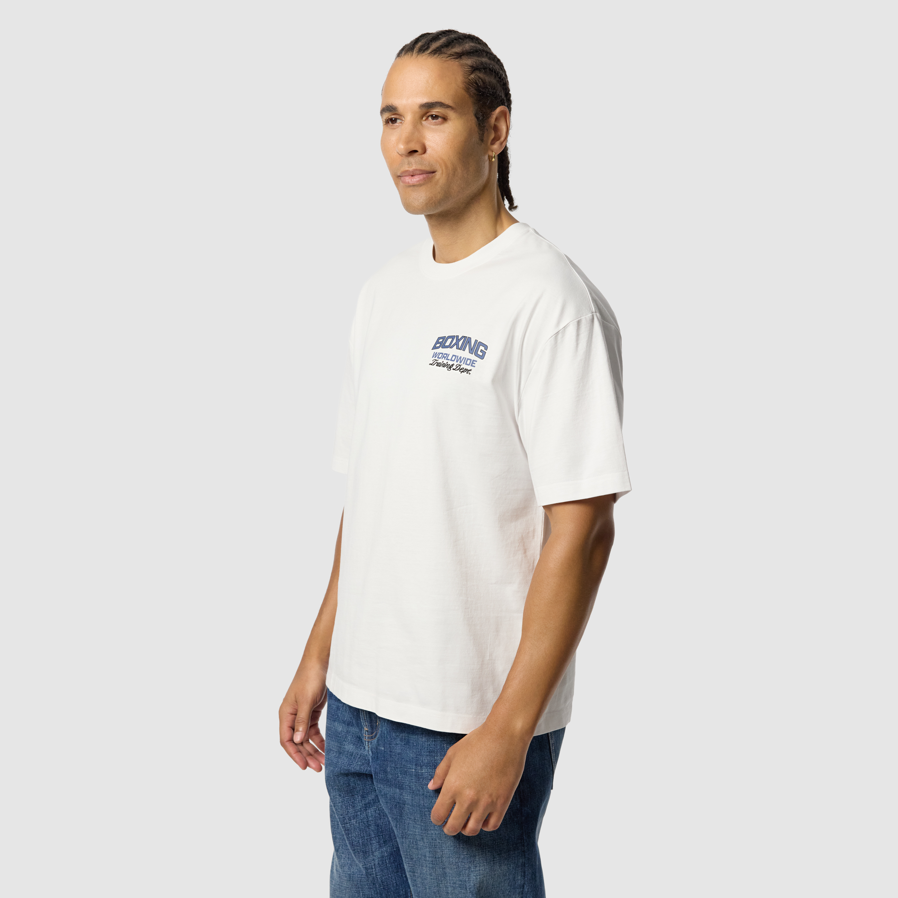 White Boxing Graphic Boxy Crew Neck Tee