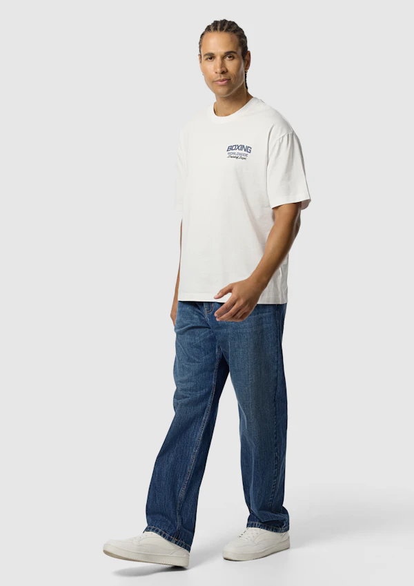 White Boxing Graphic Boxy Crew Neck Tee