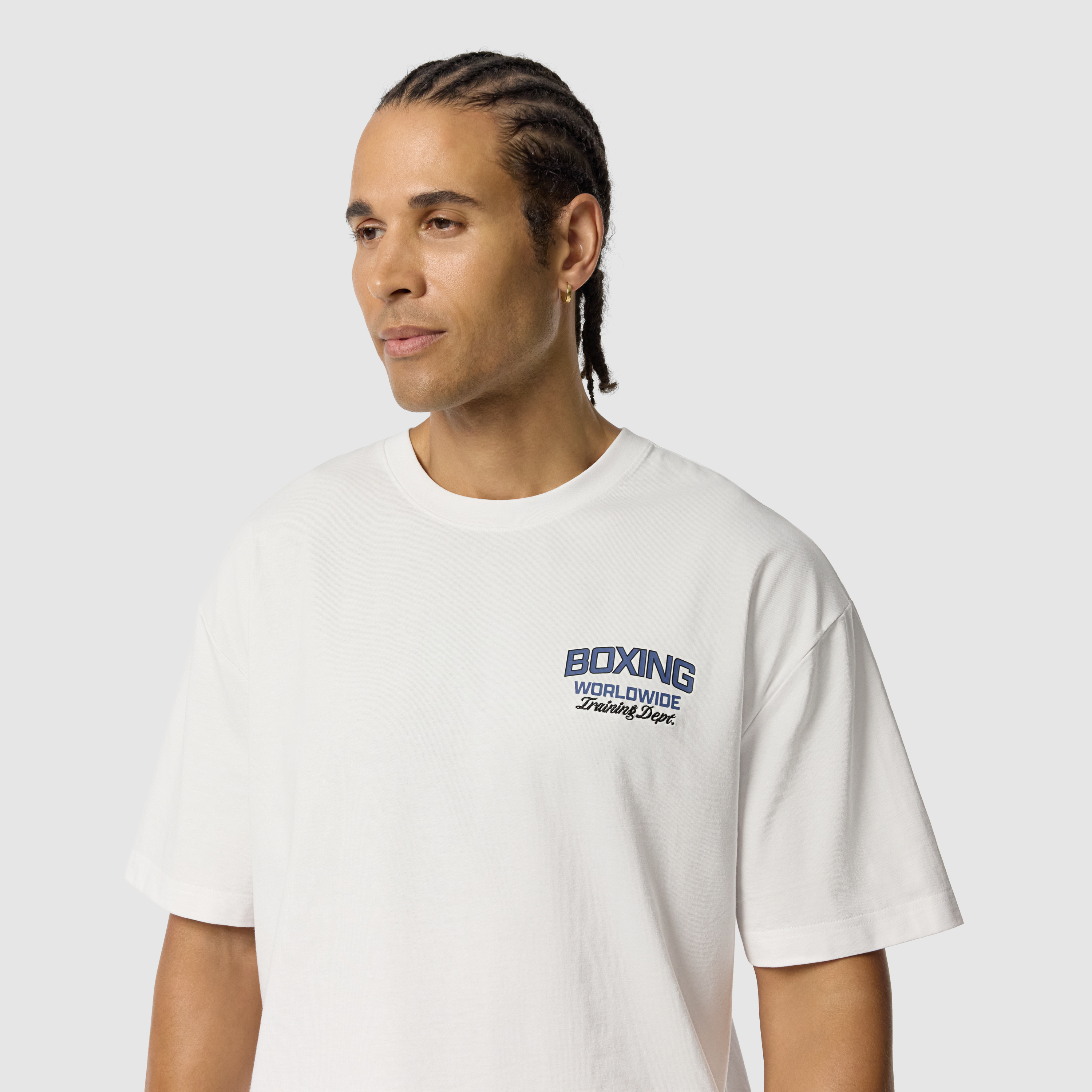 White Boxing Graphic Boxy Crew Neck Tee