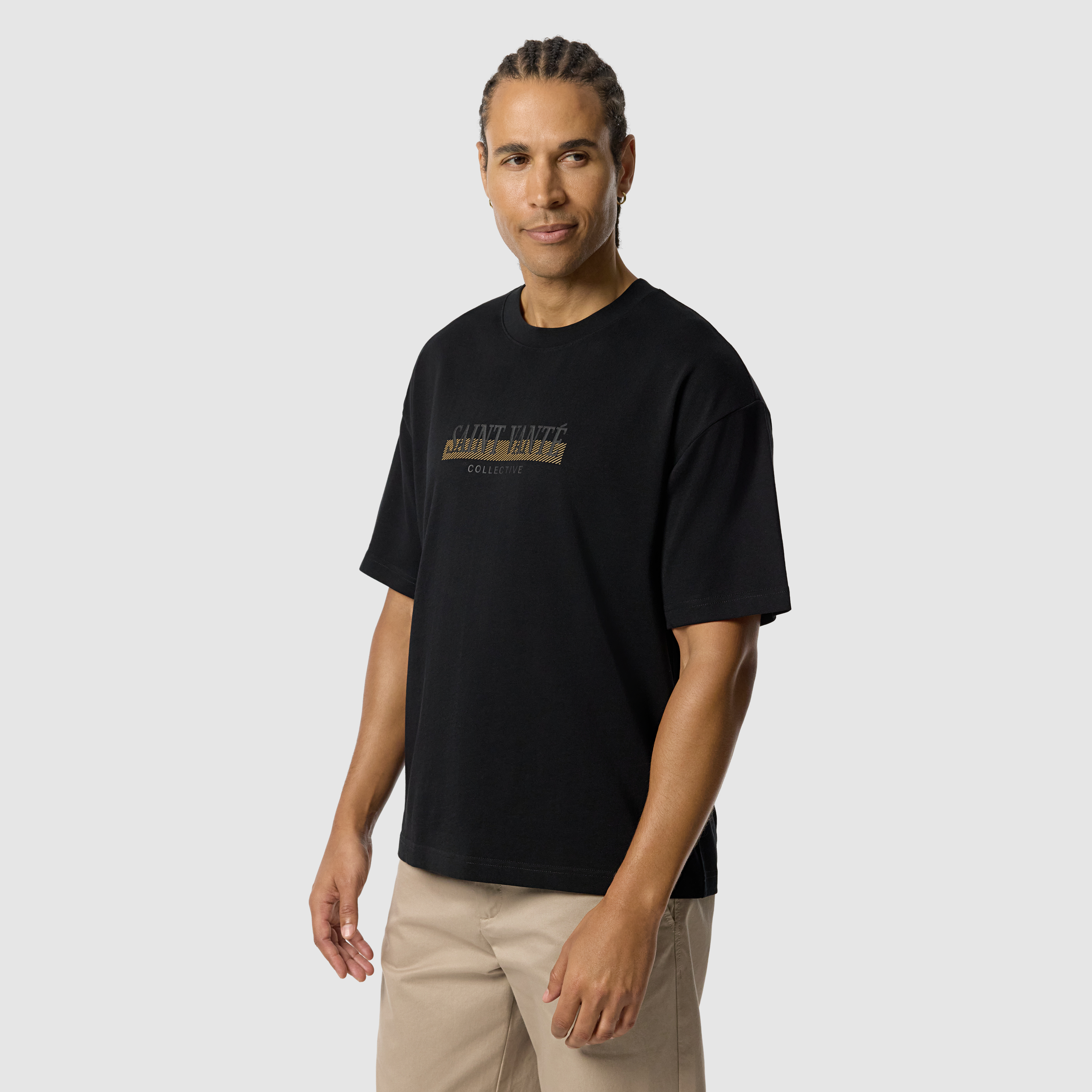 Black Vante Graphic Boxy Crew Neck Tee