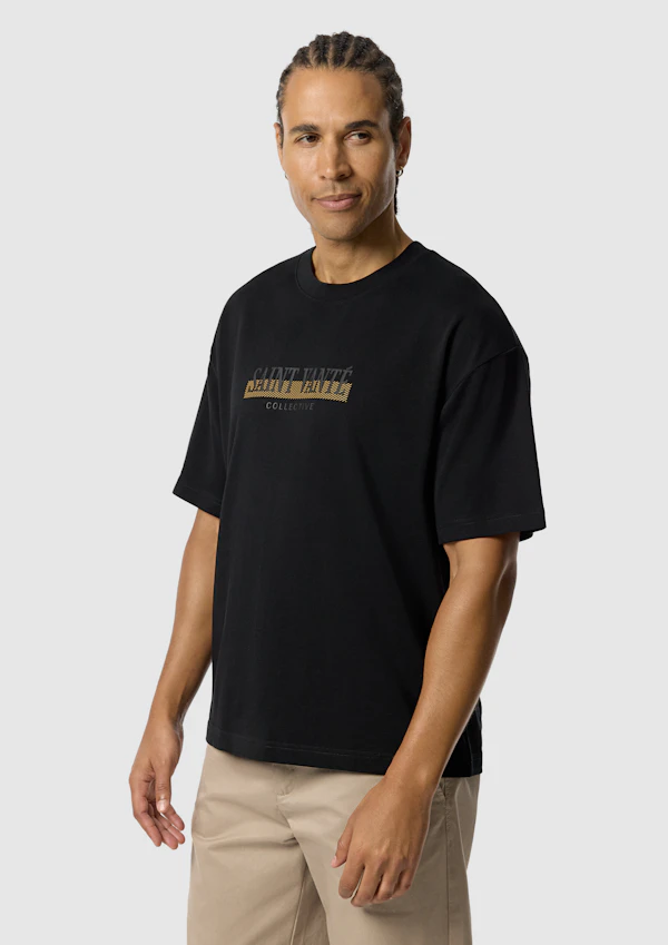 Black Vante Graphic Boxy Crew Neck Tee