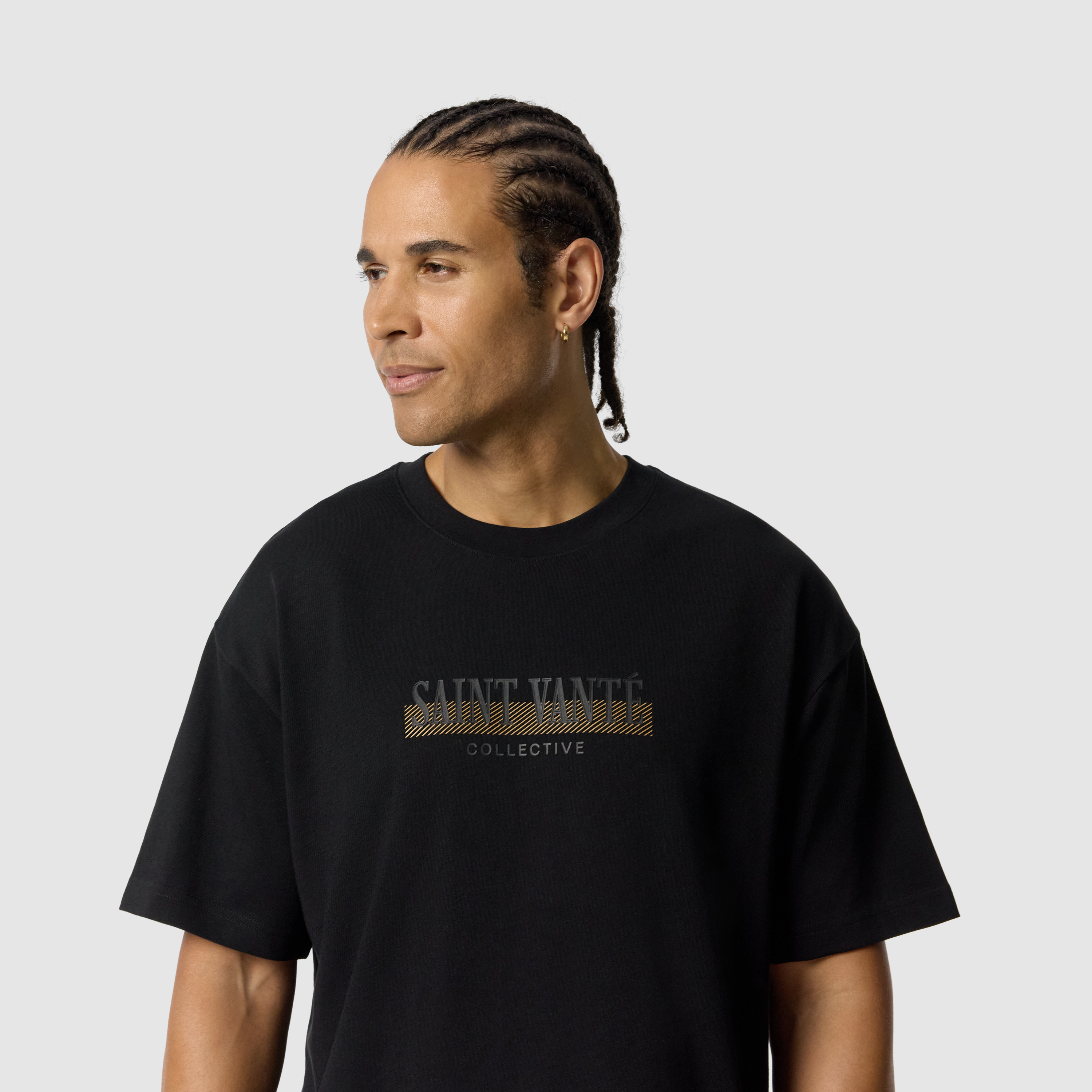 Black Vante Graphic Boxy Crew Neck Tee