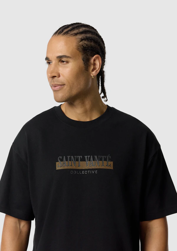 Black Vante Graphic Boxy Crew Neck Tee
