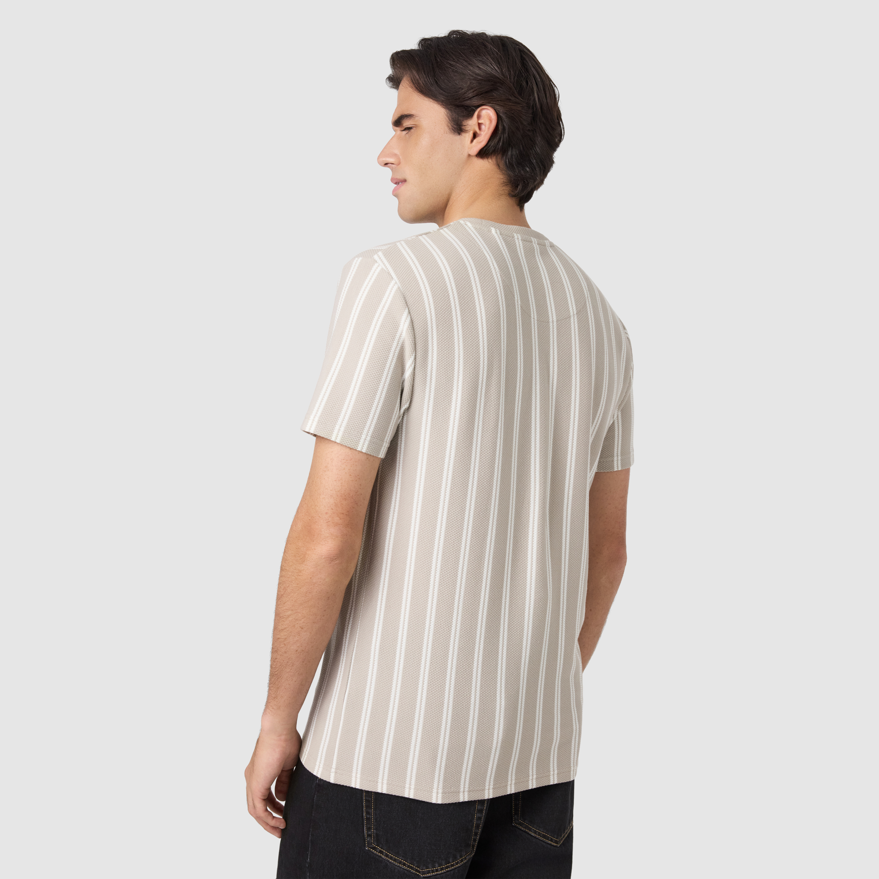 Stone Bram Stripe Crew Neck Tee