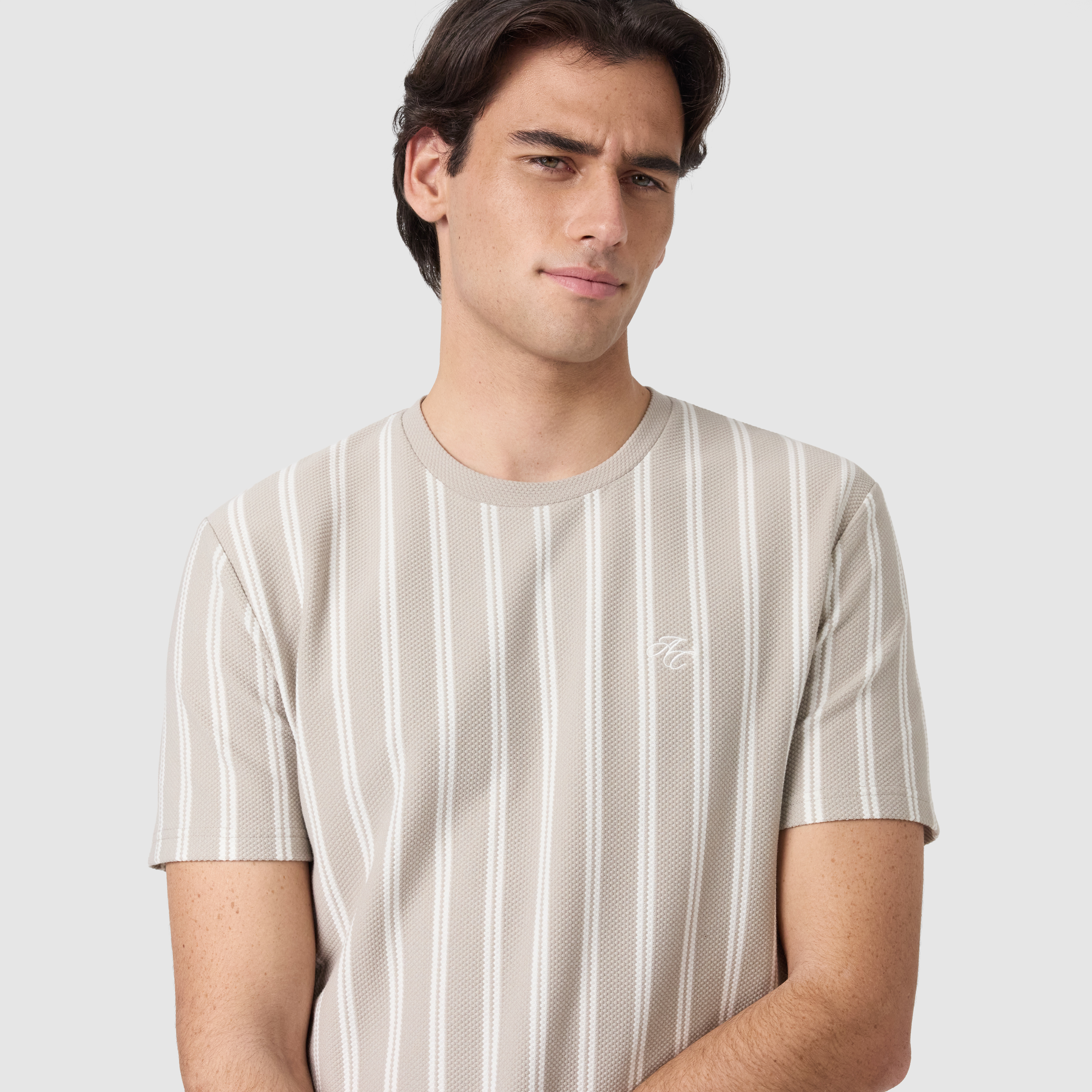 Stone Bram Stripe Crew Neck Tee