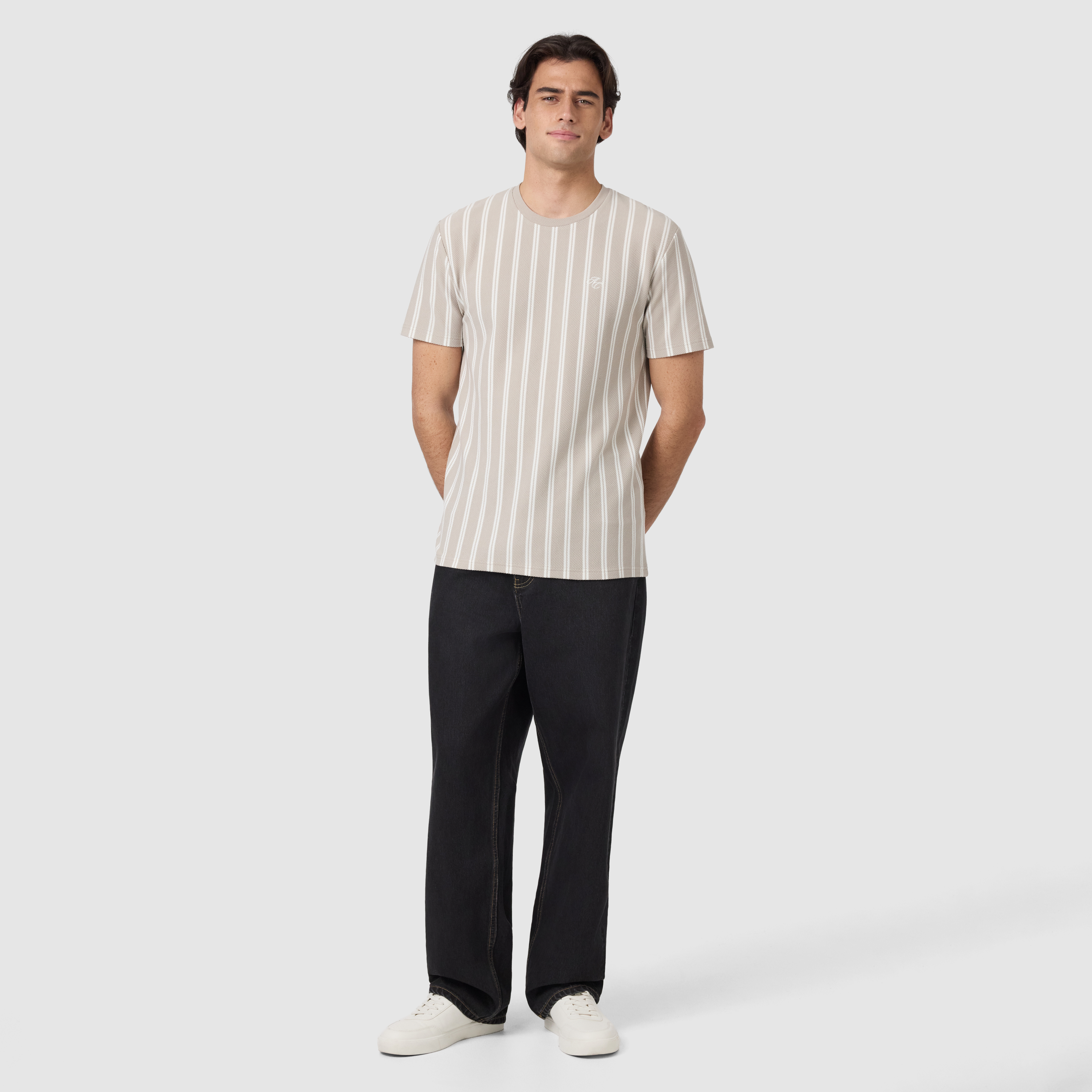 Stone Bram Stripe Crew Neck Tee